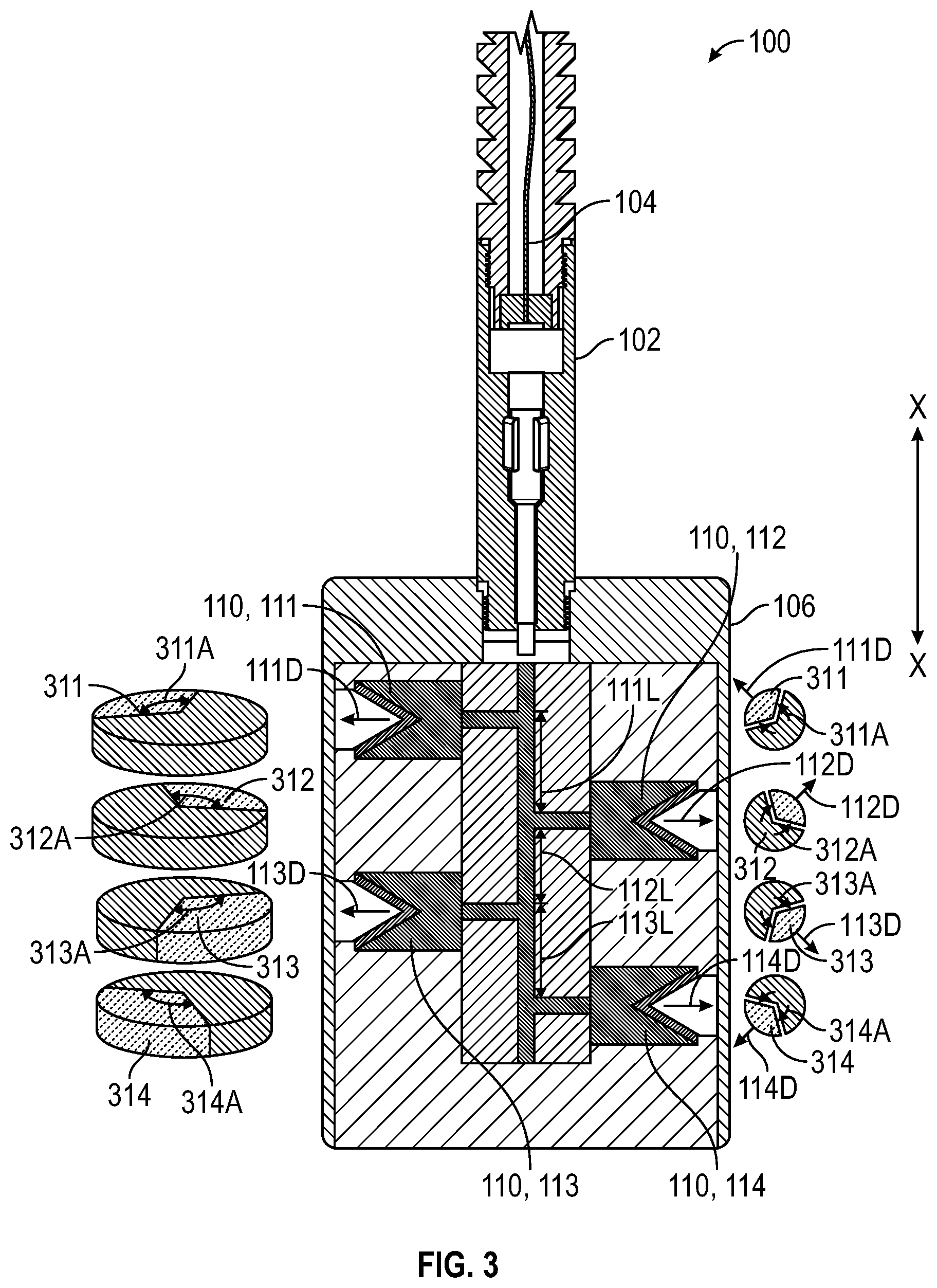 Patent US12320217 Figure 3 – Cutting device for wellbore control lines