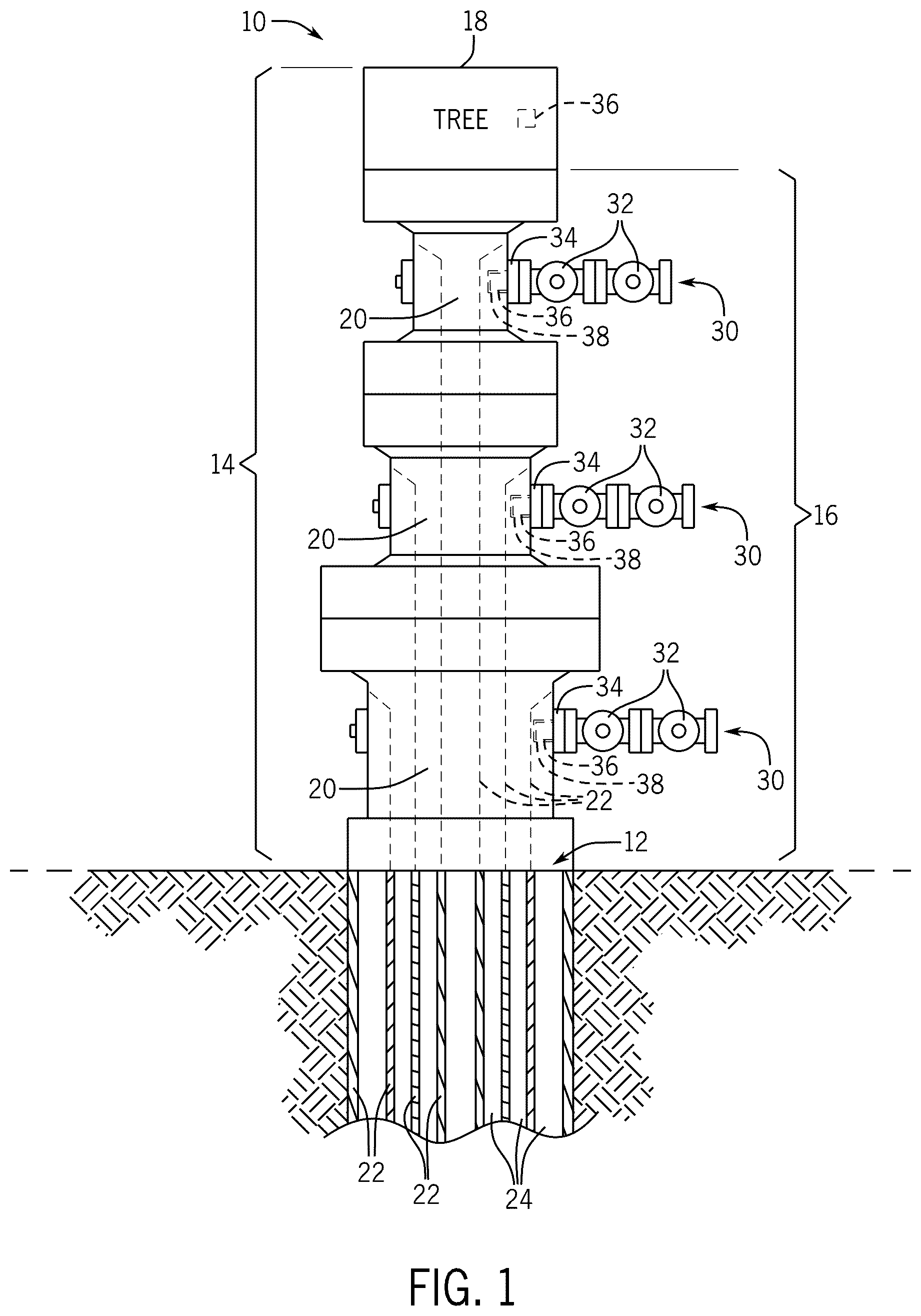 Patent US12320221 — Wellhead assembly monitoring sensor and method — Figure 1