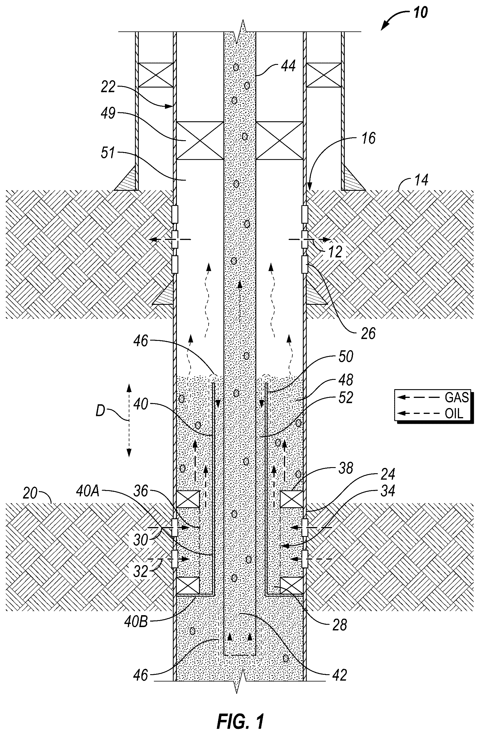 Patent US12320245 Figure 1 – In-situ downhole separation for oil and gas reservoirs