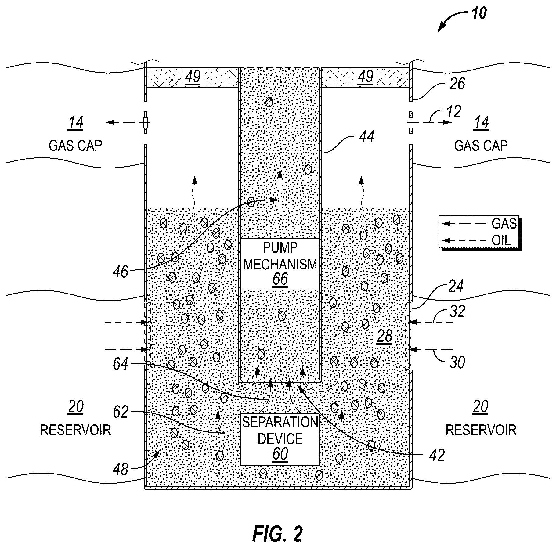 Patent US12320245 Figure 2 – In-situ downhole separation for oil and gas reservoirs