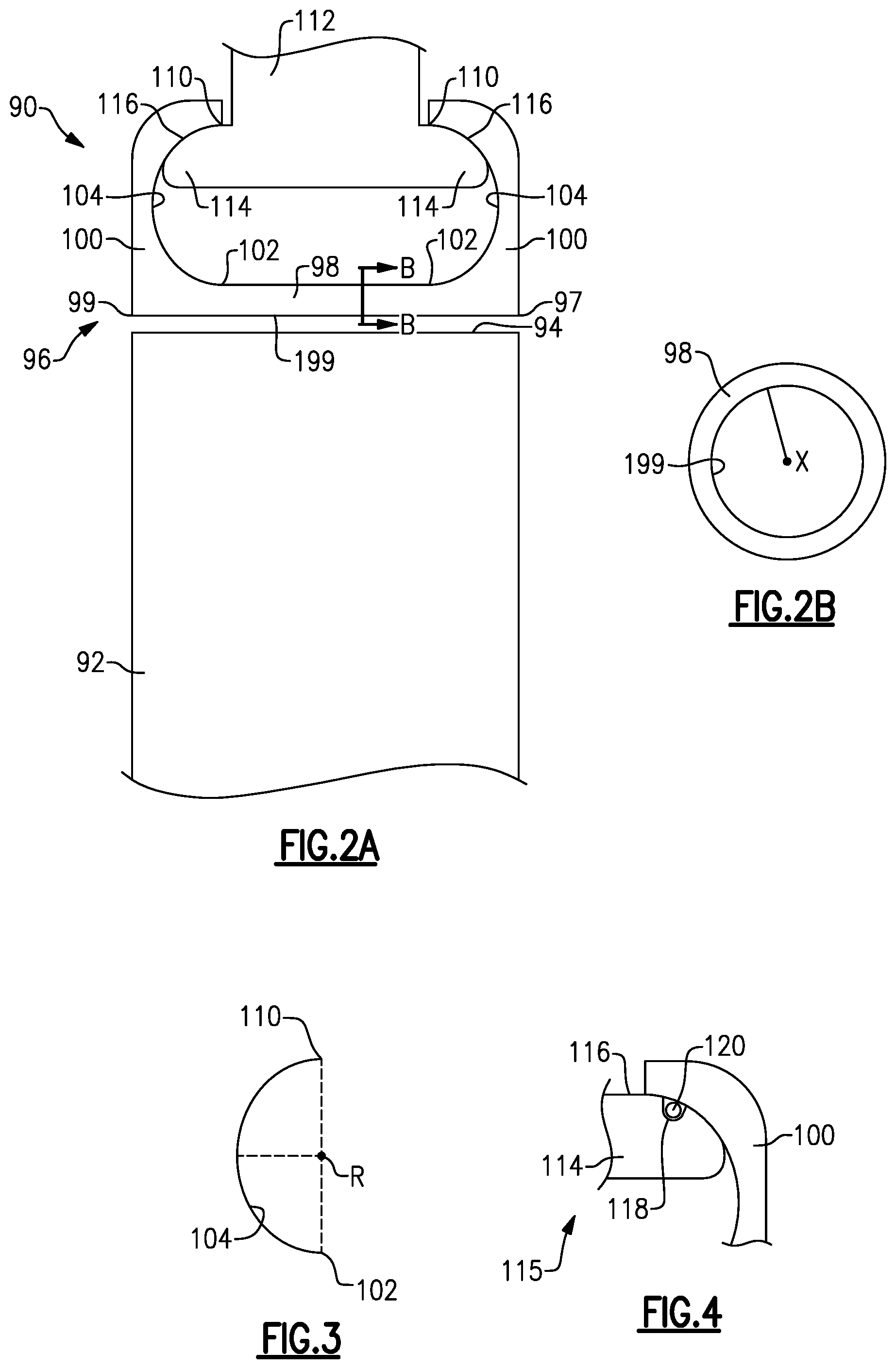 Patent US12320258 Figure 2 – Blade outer air seal with large radius of curvature mount hooks