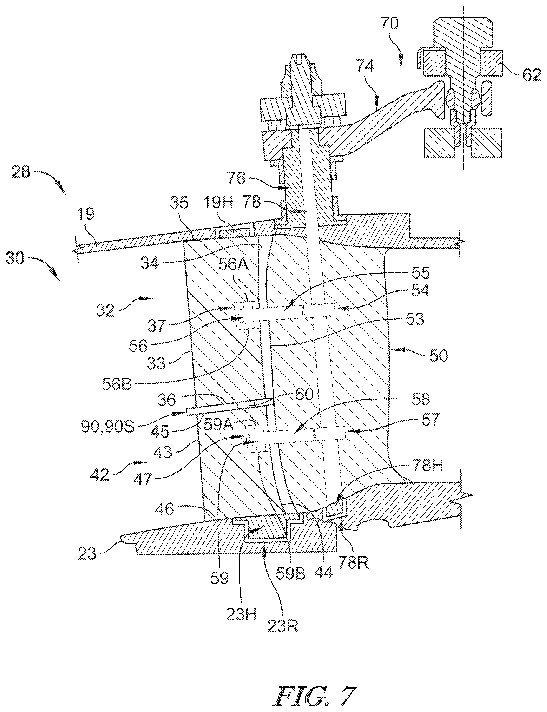 Patent US12320260 Figure 9 – Segmented variable fan outlet guide vane with cam assembly and unique actuation mechanisms