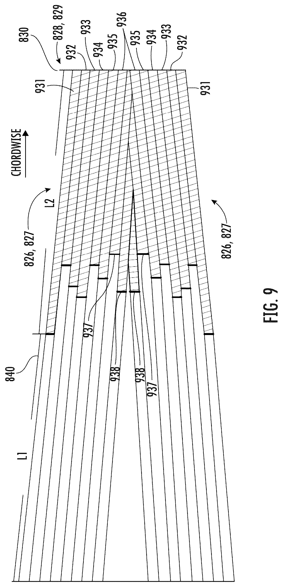Patent US12320273 Figure 8 – Turbine engine with composite airfoils