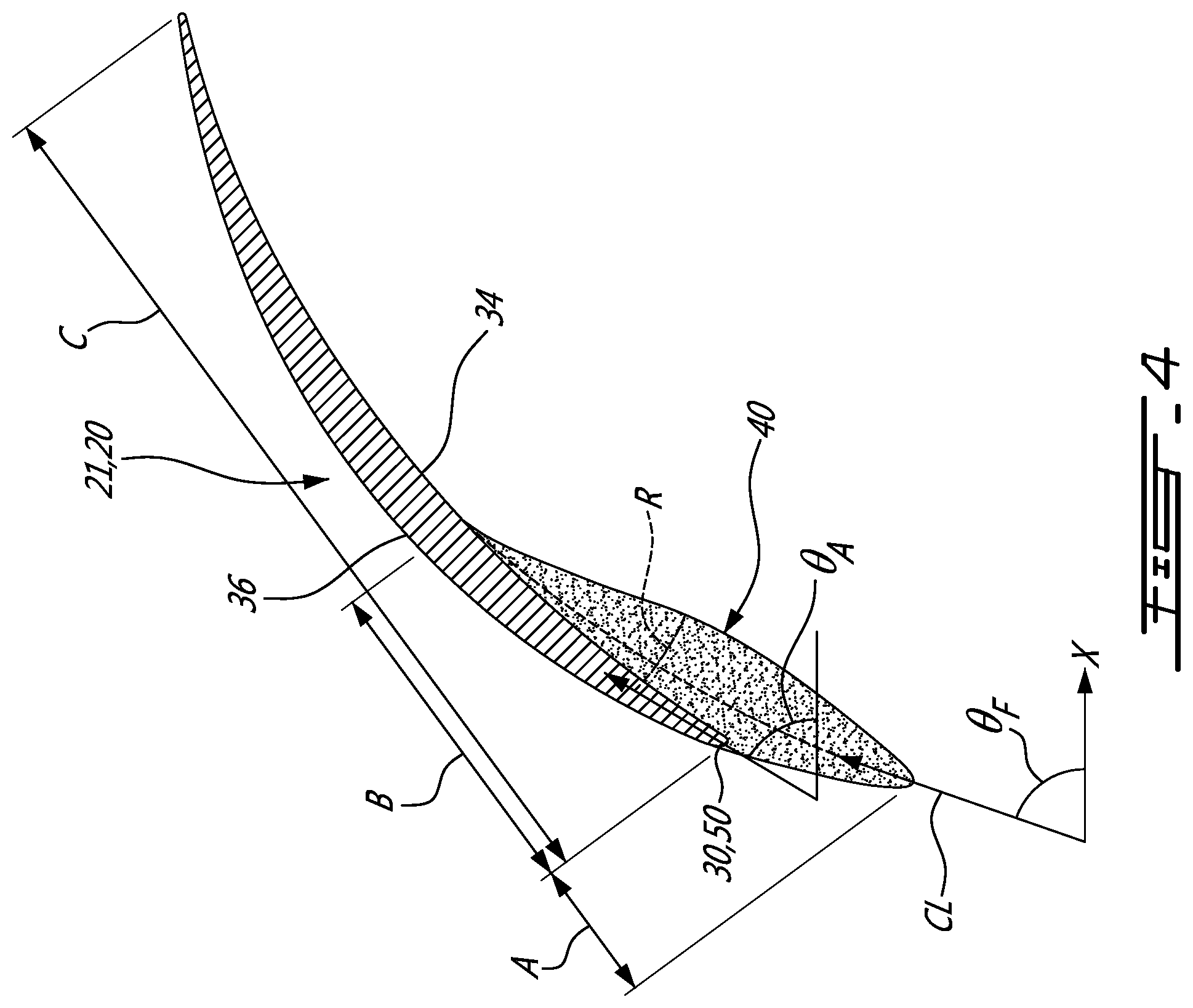 Patent US12320274 Figure 3 – Compressor stator with leading edge fillet