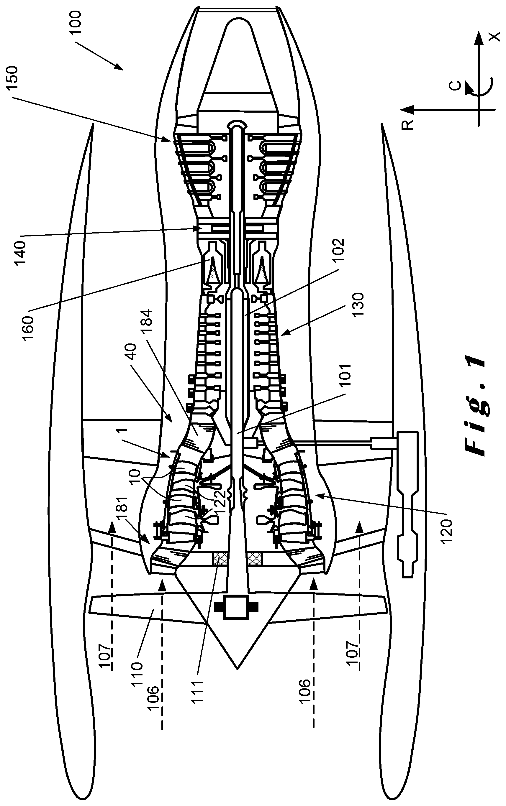 Patent US12320275 — Stator vane assembly for an aircraft turbine engine compressor — Figure 1