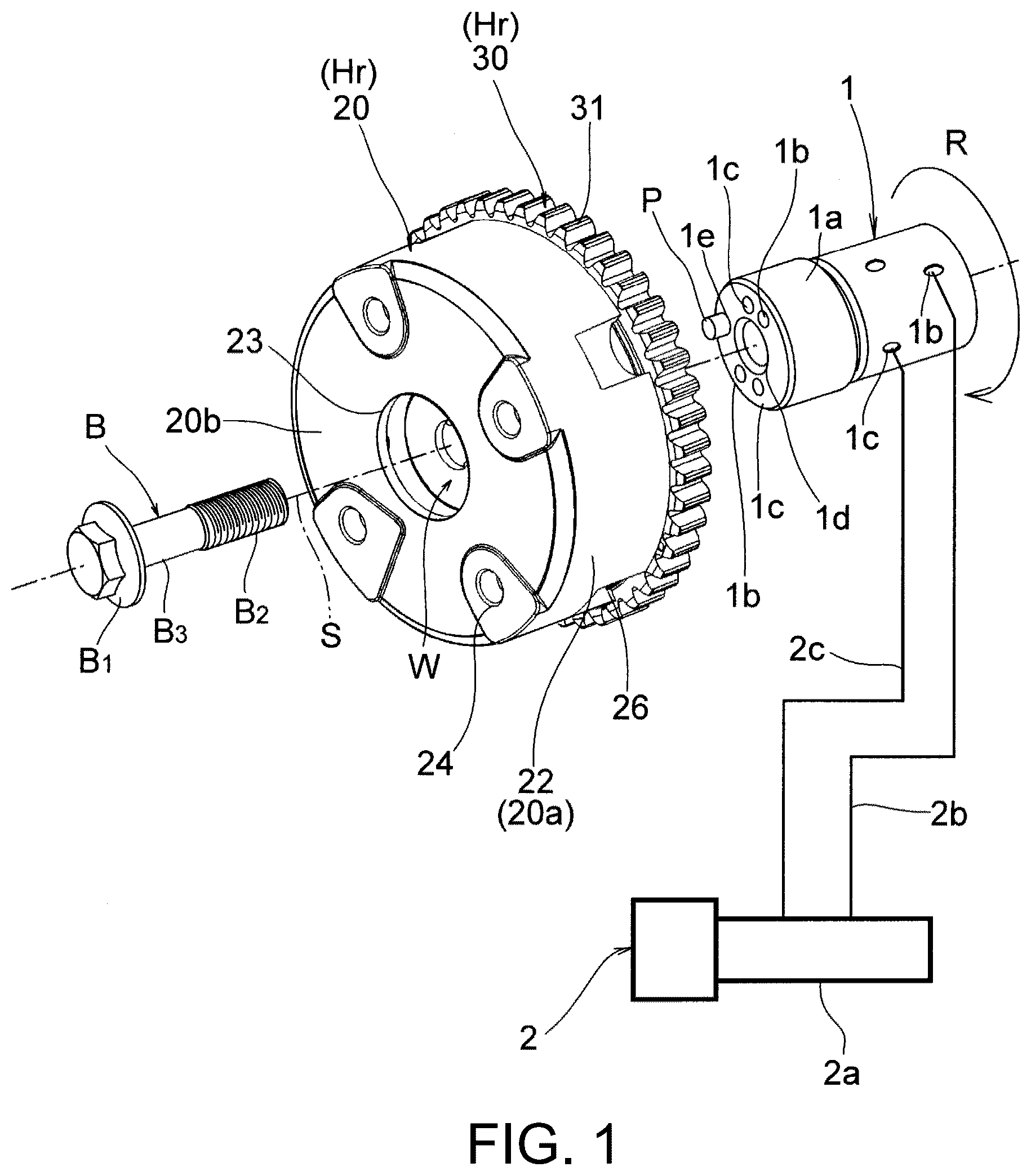 Patent US12320278 Figure 1 – Valve timing changing device