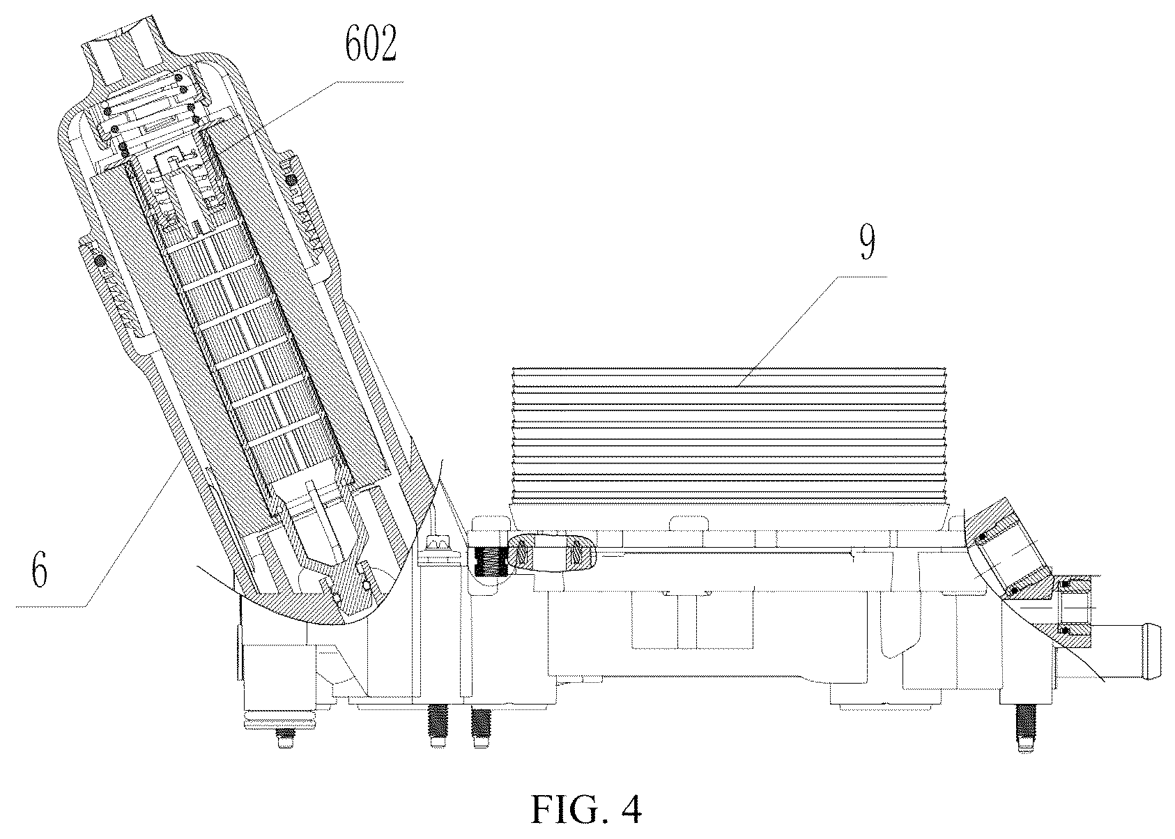 Patent US12320279 Figure 4 – Structure of oil channel of oil filter base assembly in vehicle