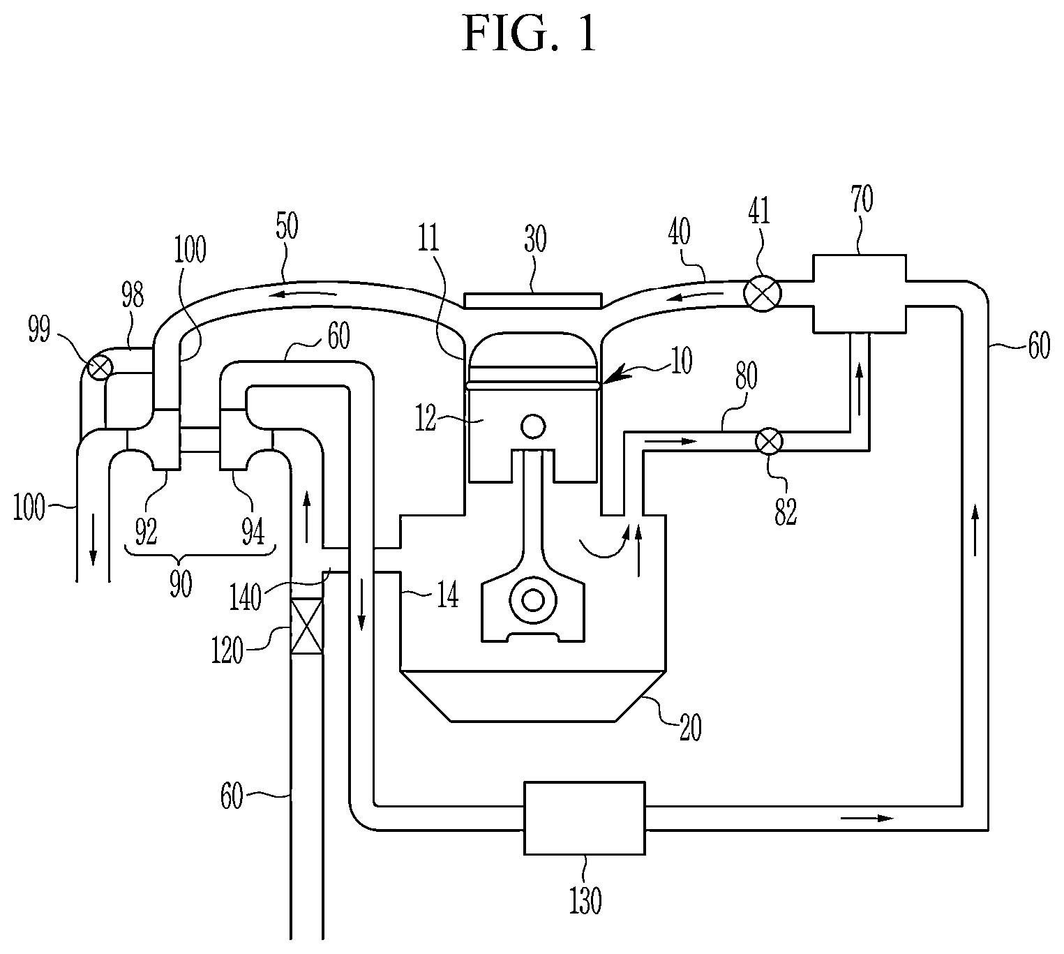 Patent US12320280 Figure 1 – Apparatus and method of diagnosing a blow-by gas recirculation system
