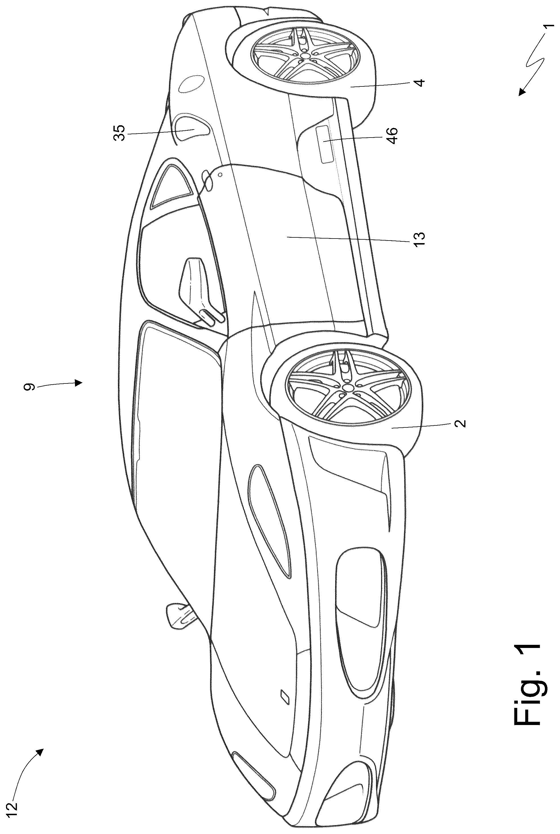 Patent US12320291 Figure 1 – Car provided with an internal combustion engine in which the pumps are operated by the camshafts