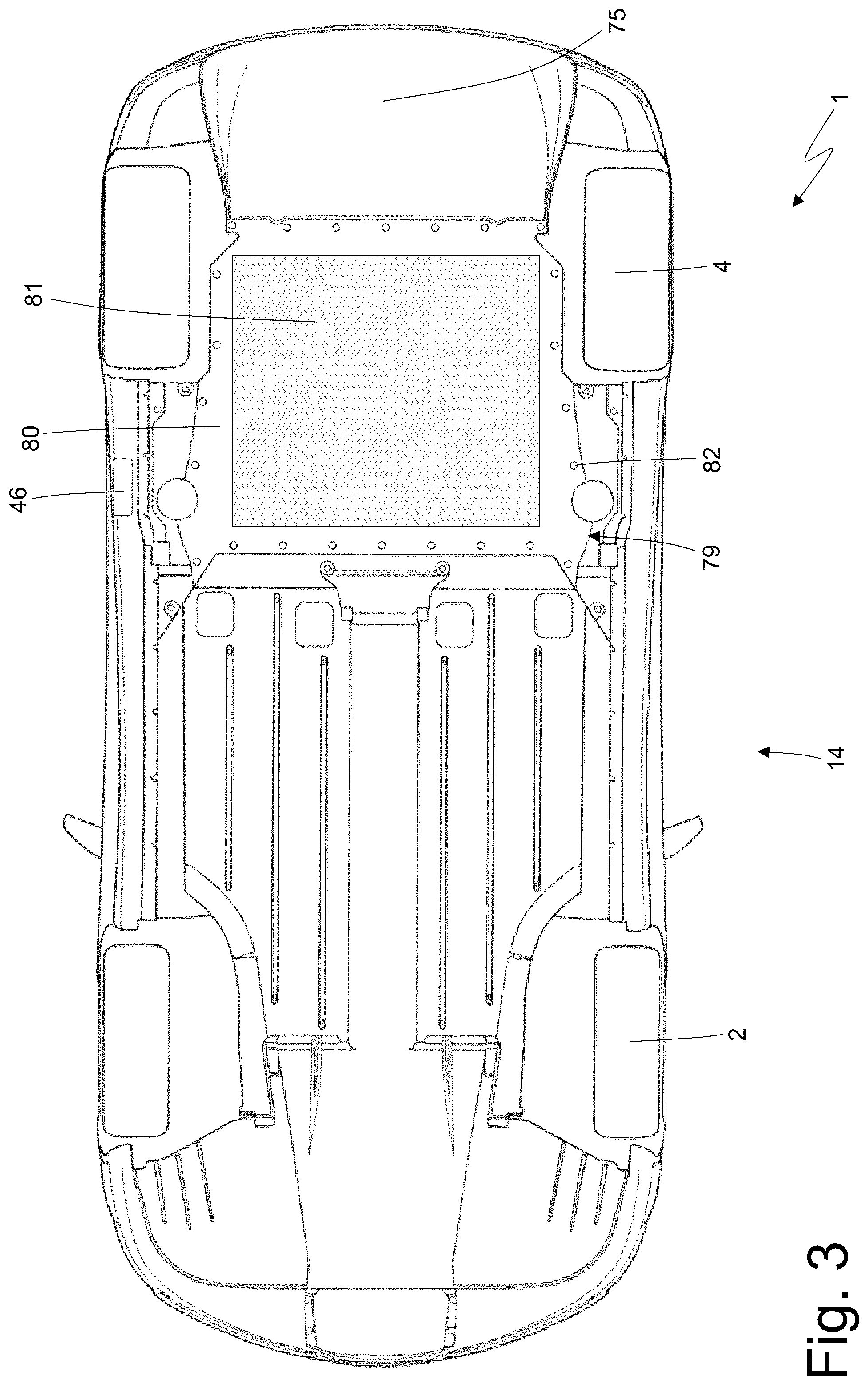 Patent US12320291 Figure 3 – Car provided with an internal combustion engine in which the pumps are operated by the camshafts
