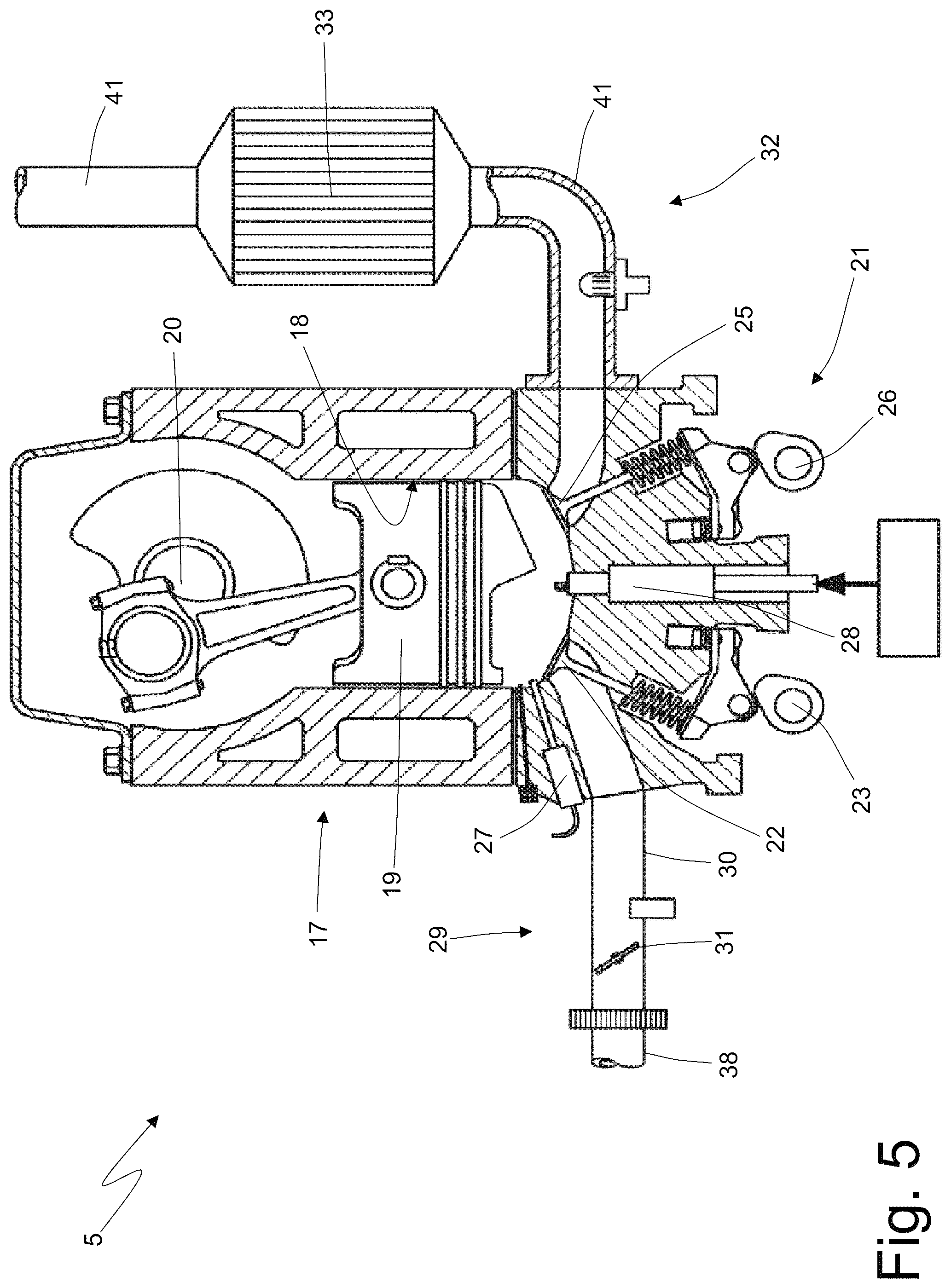 Patent US12320291 Figure 5 – Car provided with an internal combustion engine in which the pumps are operated by the camshafts