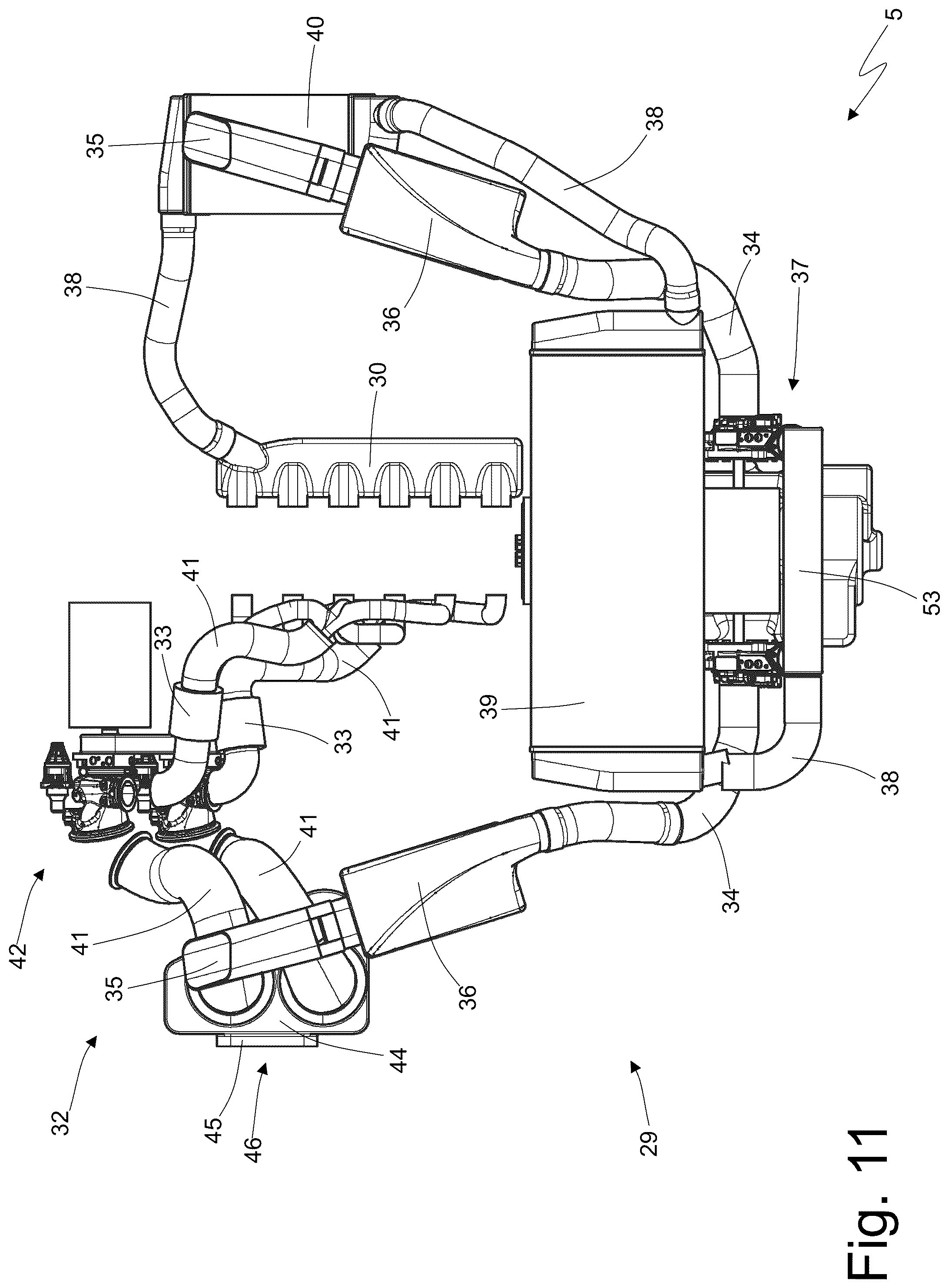 Patent US12320291 Figure 11 – Car provided with an internal combustion engine in which the pumps are operated by the camshafts