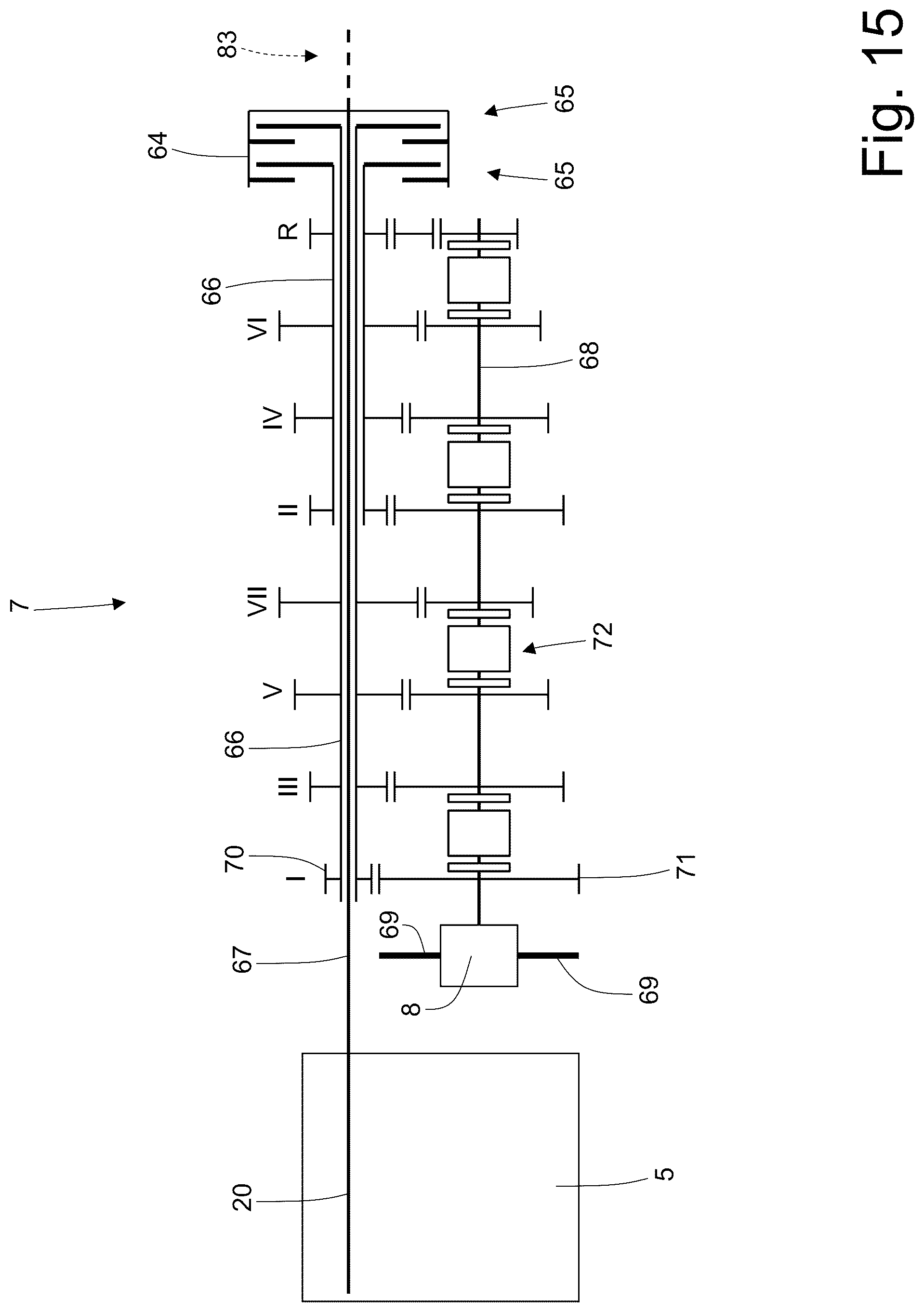 Patent US12320291 Figure 15 – Car provided with an internal combustion engine in which the pumps are operated by the camshafts