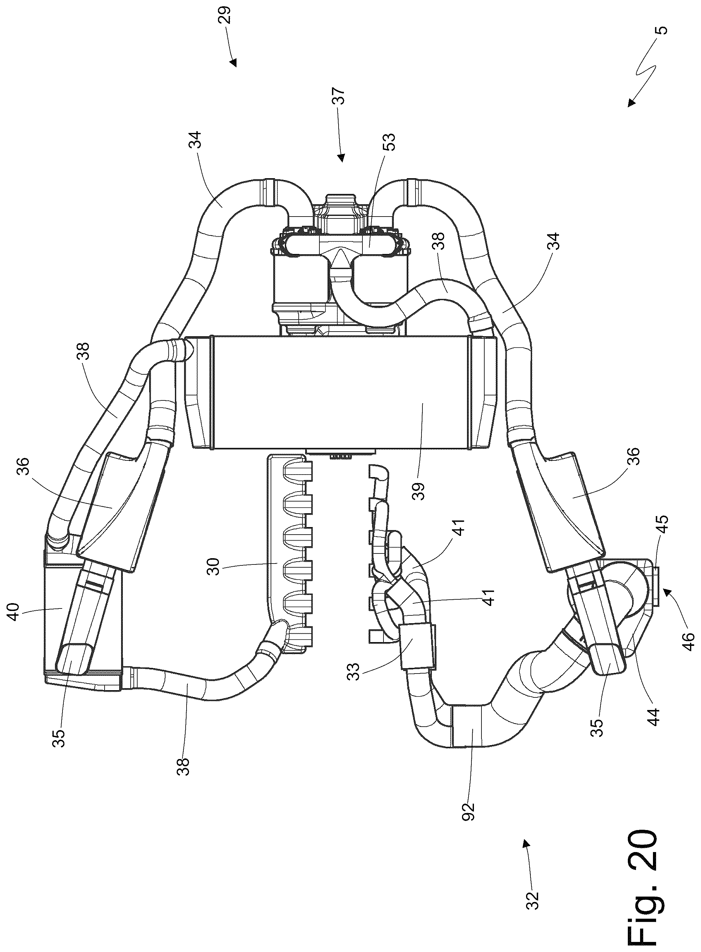 Patent US12320291 Figure 20 – Car provided with an internal combustion engine in which the pumps are operated by the camshafts