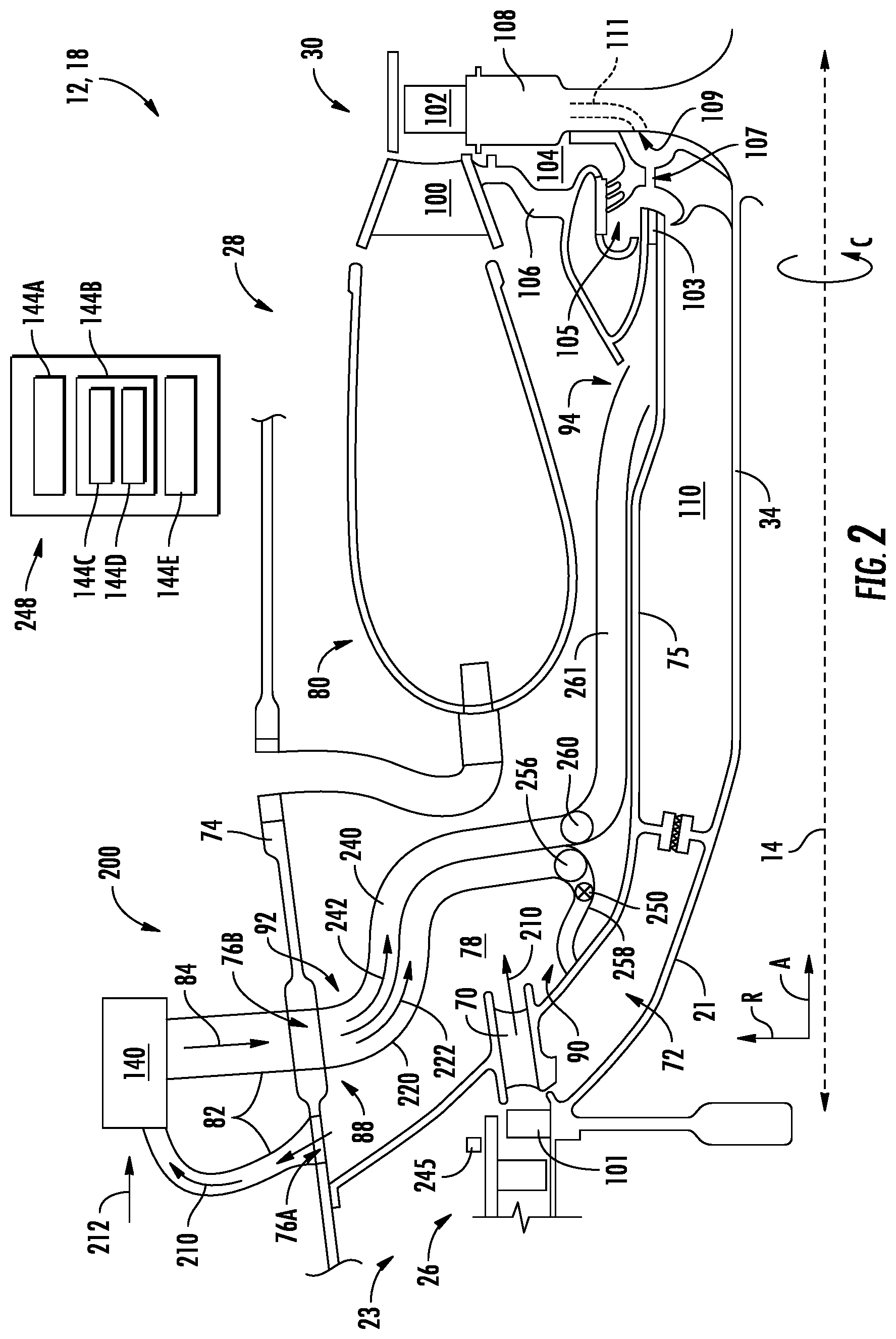 Patent US12320299 Figure 2 – Cooling air delivery system and methods thereof