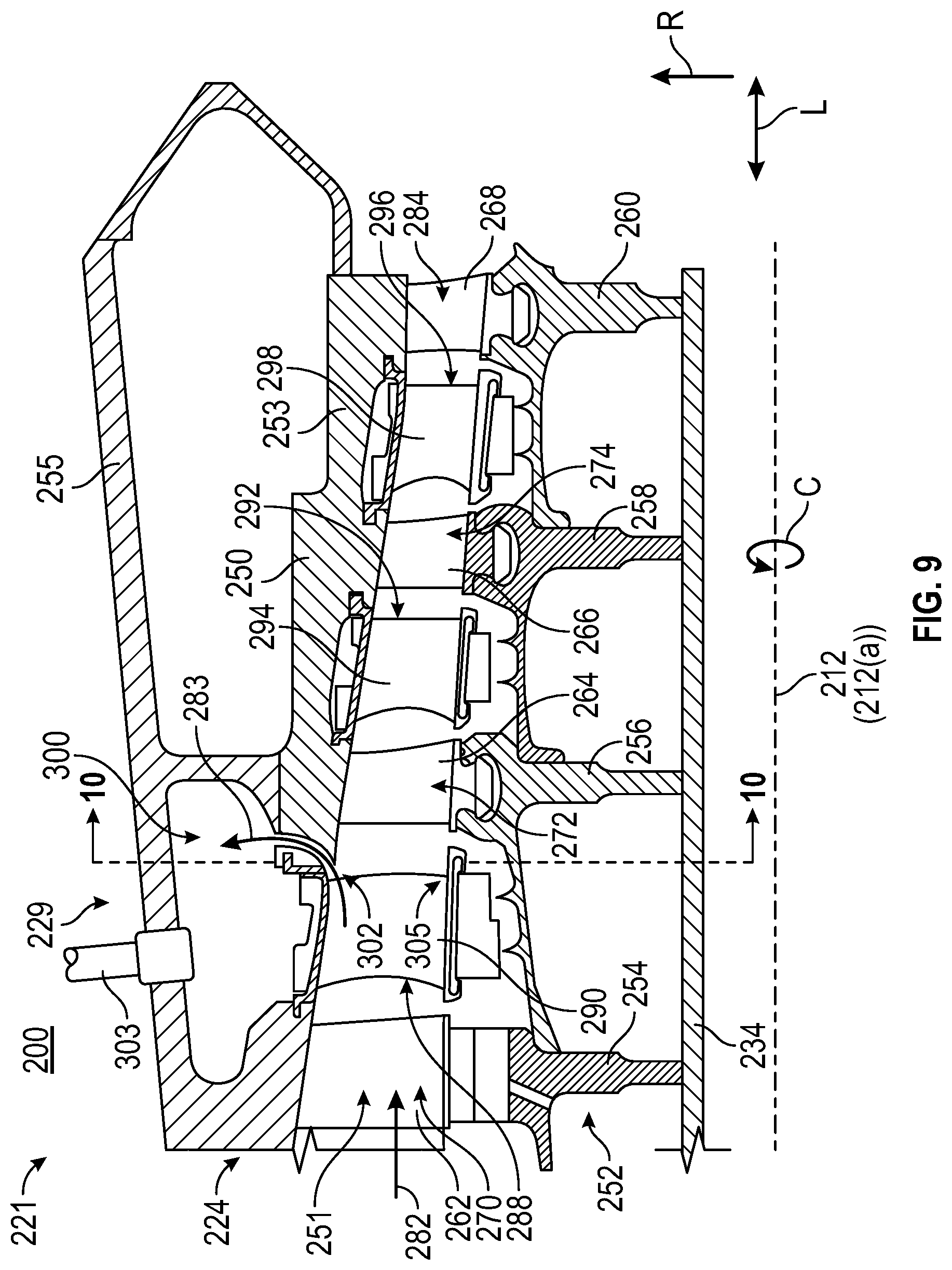 Patent US12320304 Figure 9 – Gas turbine engine including a compressor bleed air system