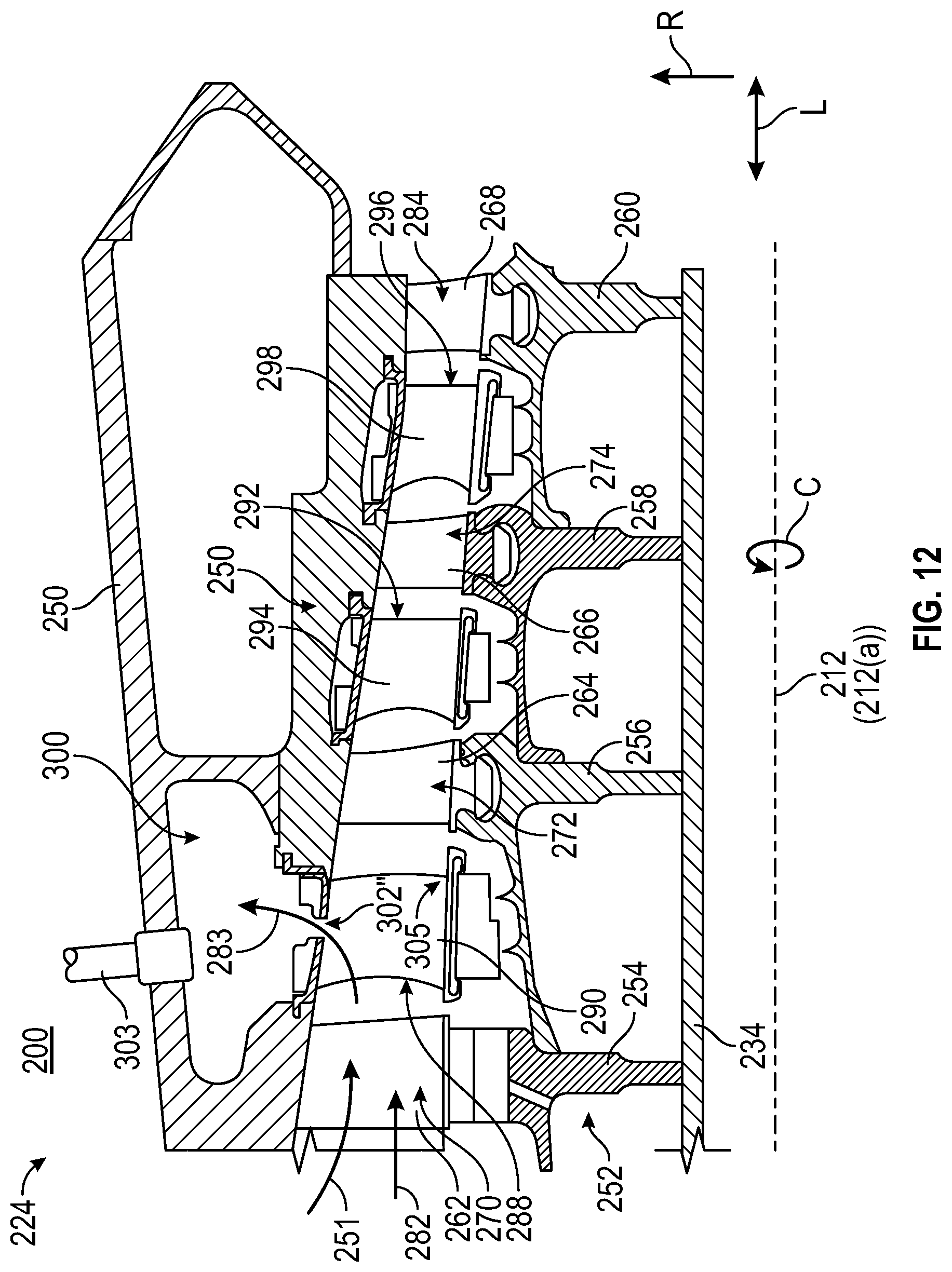 Patent US12320304 Figure 12 – Gas turbine engine including a compressor bleed air system