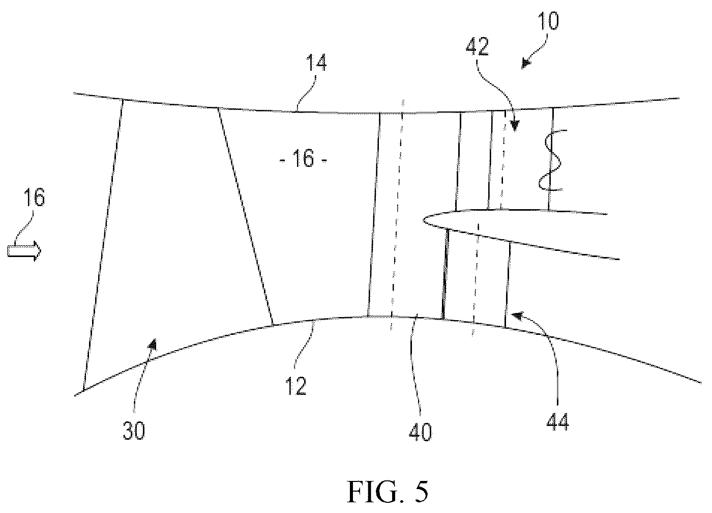 Patent US12320305 Figure 5 – Aircraft turbomachine