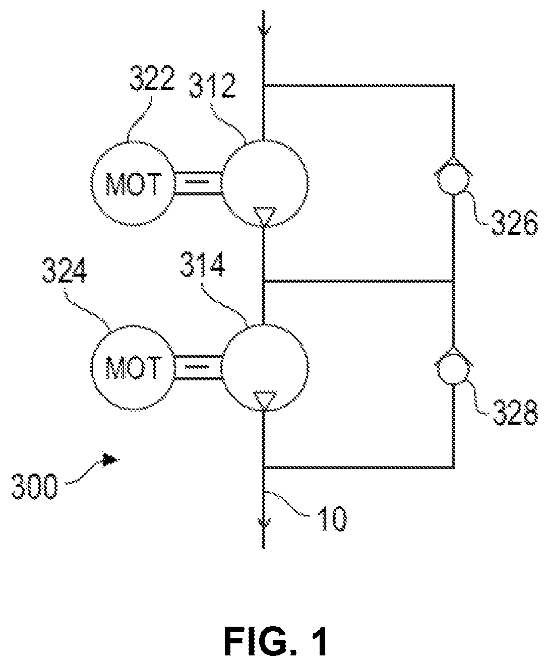 Patent US12320307 Figure 1 – System for pumping and metering a fluid for a turbine engine and method for controlling such a system