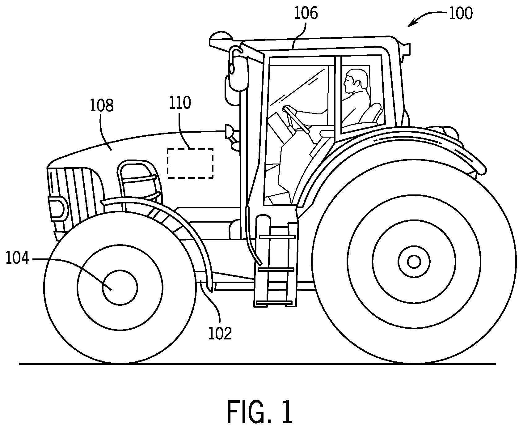 Patent US12320310 Figure 1 – Work vehicle compression ignition power system having thermally stratified engine combustion chambers