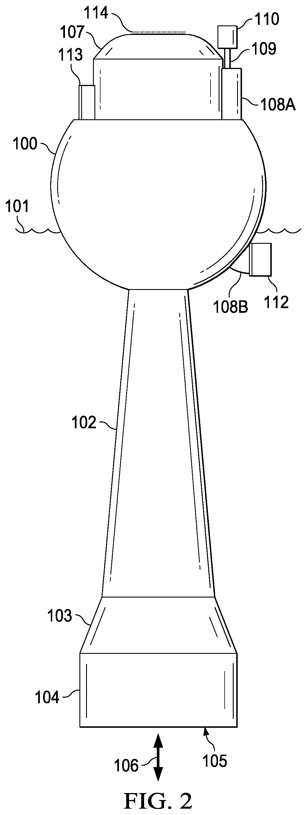 Patent US12320323 Figure 2 – Inertial hydrodynamic pump and wave engine