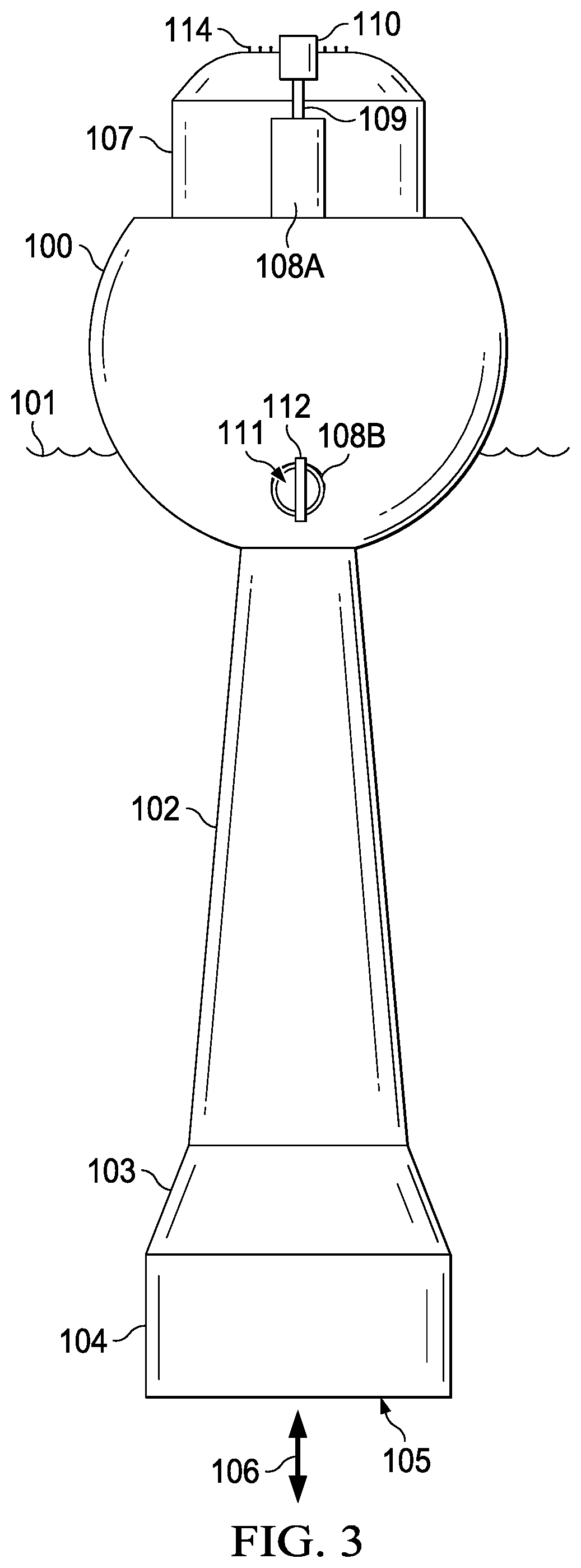Patent US12320323 Figure 3 – Inertial hydrodynamic pump and wave engine