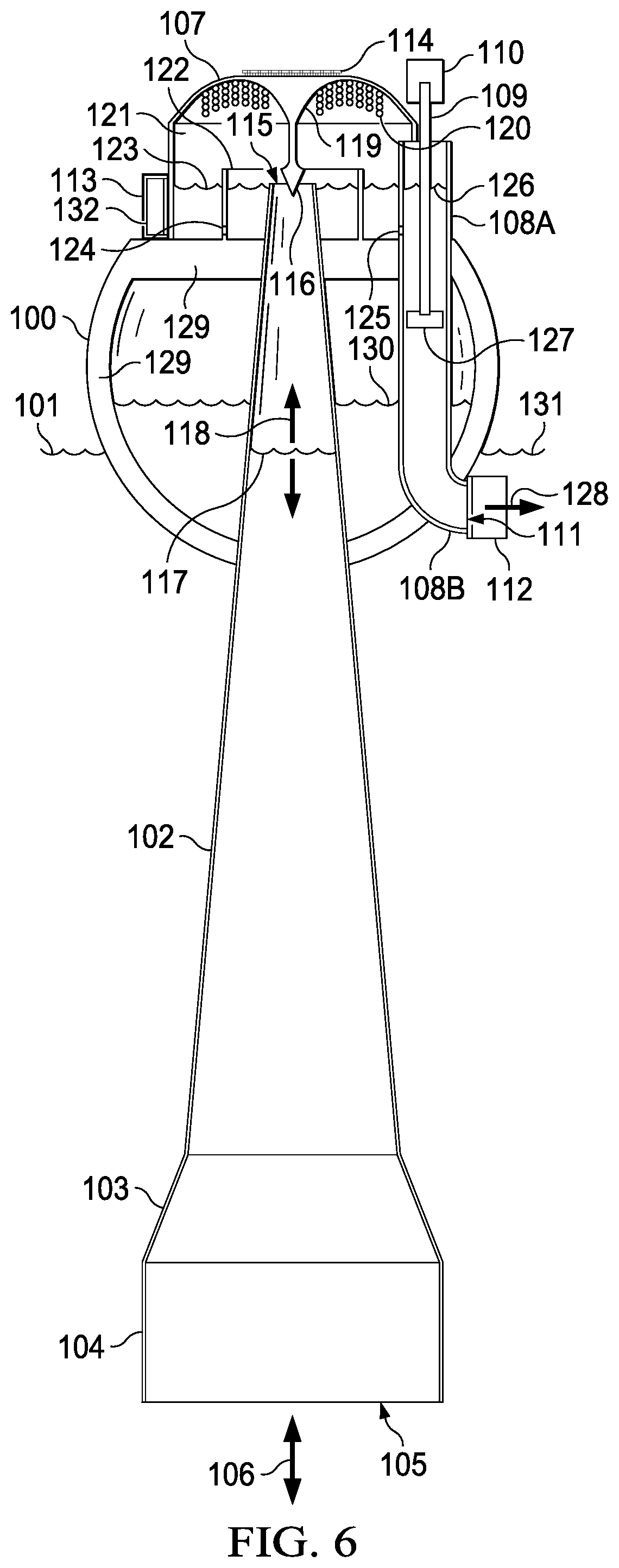 Patent US12320323 Figure 5 – Inertial hydrodynamic pump and wave engine