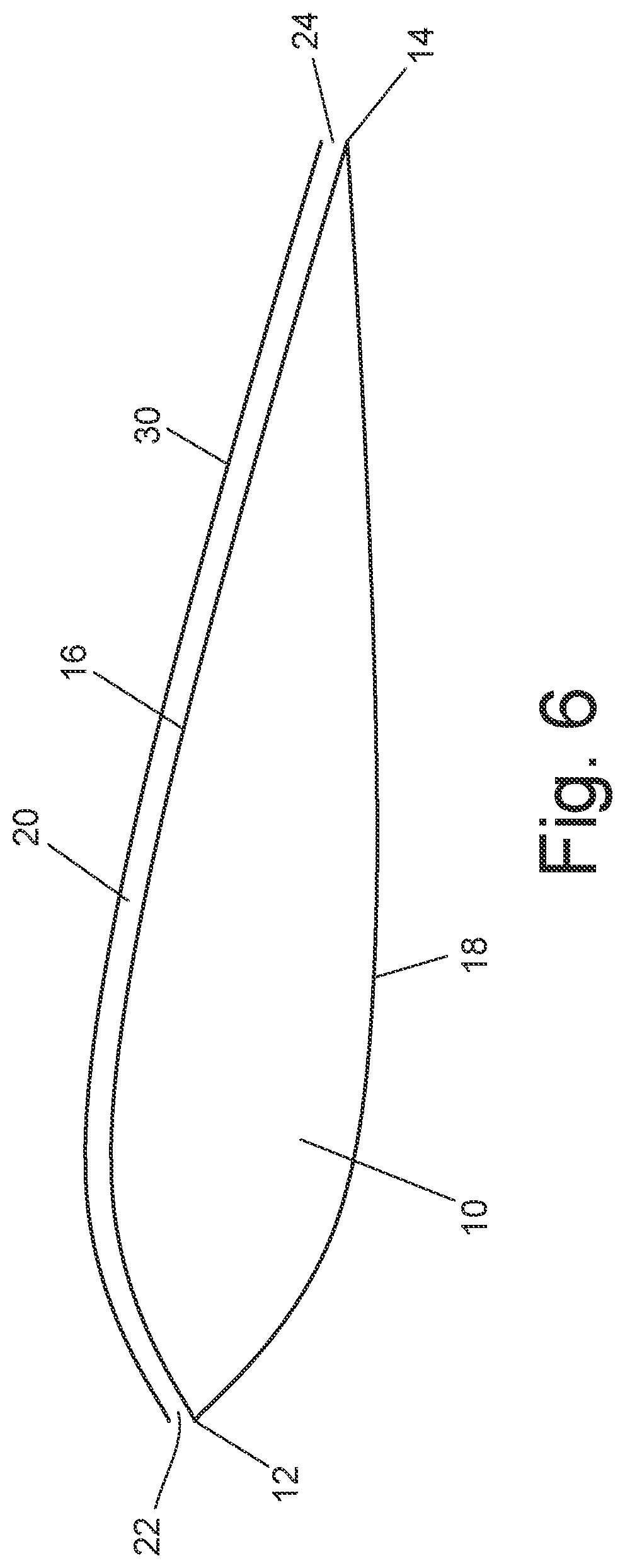 Patent US12320326 Figure 6 – Trailing edge noise reduction using an airfoil with an internal bypass channel