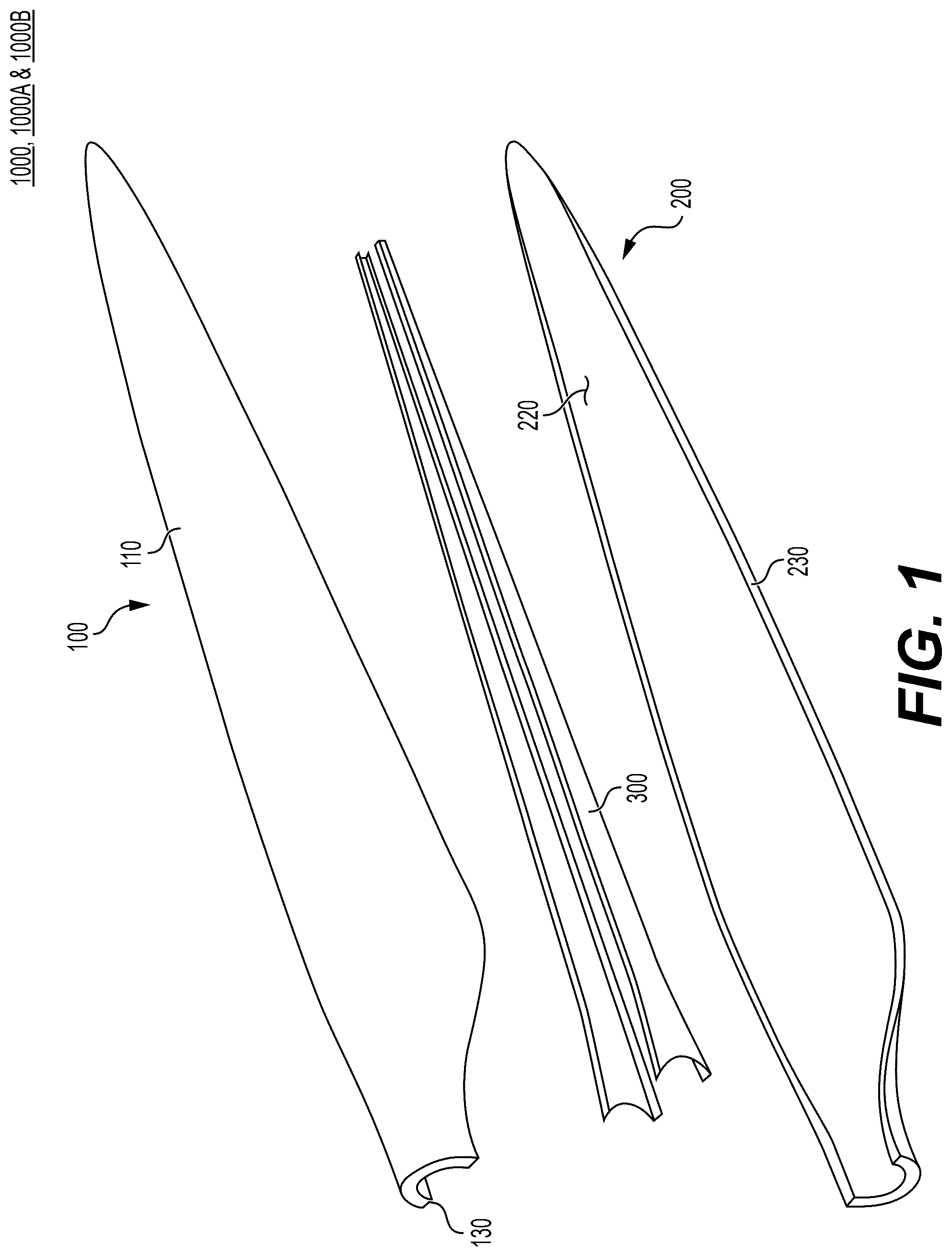 Patent US12320328 Figure 1 – Wind turbine blade made with date palm tree material