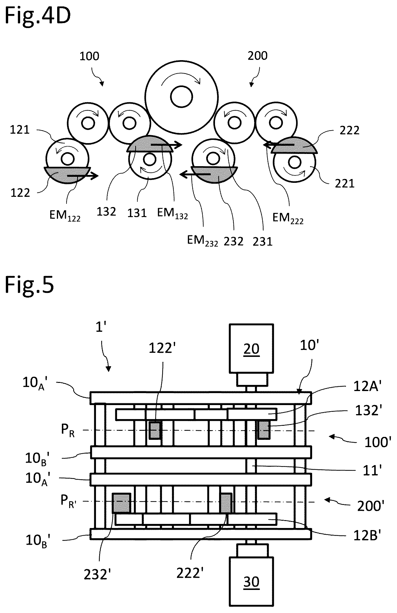 Patent US12320337 Figure 4 – Versatile system equipped with a pair of mechanisms with eccentric elements capable of moving in rotation