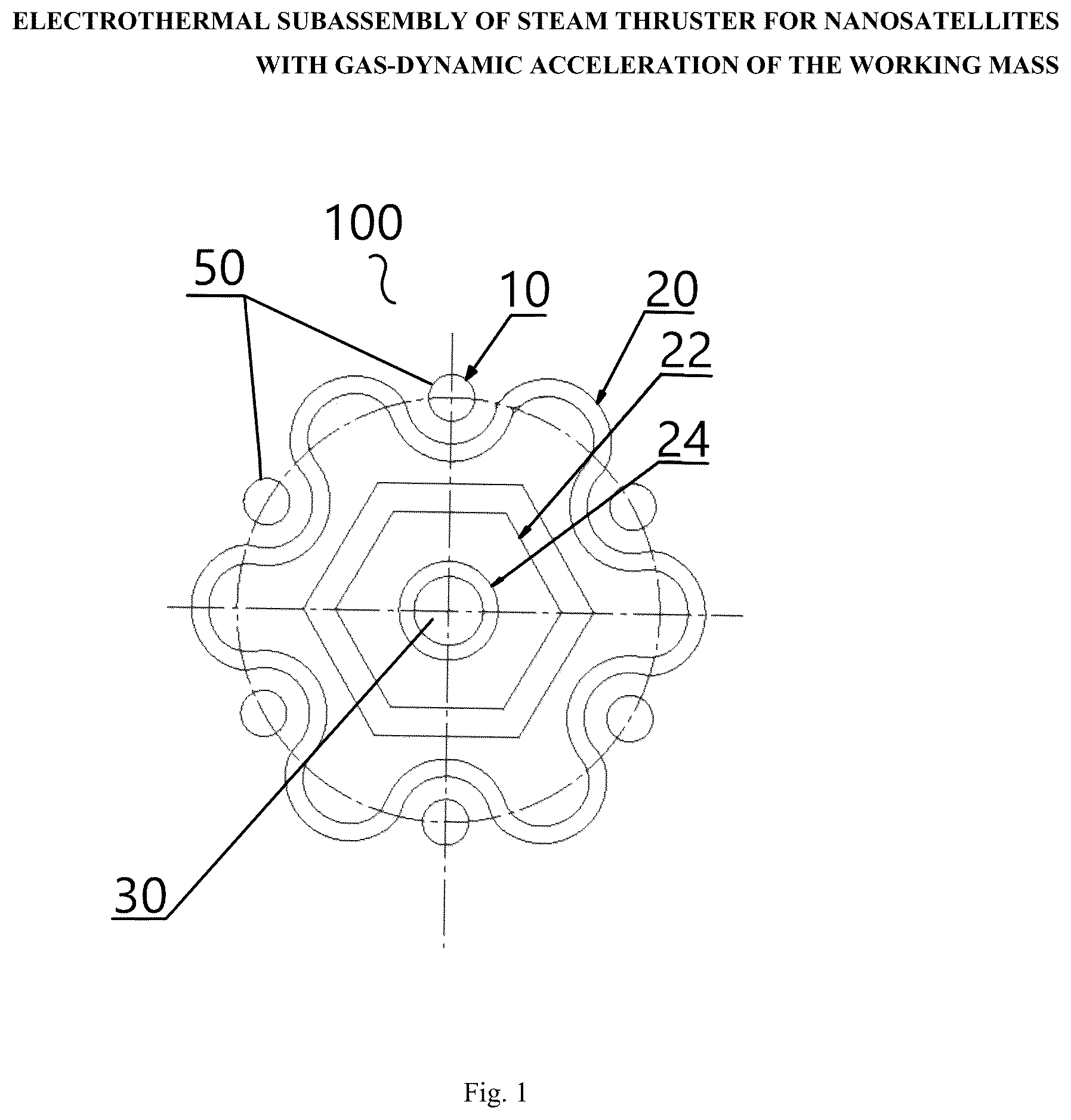Patent US12320340 Figure 1 – Electrothermal subassembly of steam thruster for nanosatellites