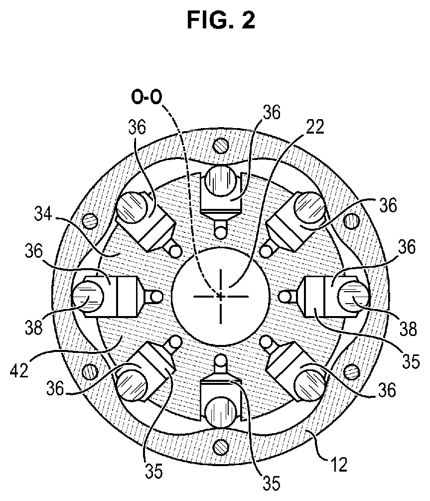 Patent US12320342 Figure 2 – Hydraulic machine comprising bearings for supporting the rotating component