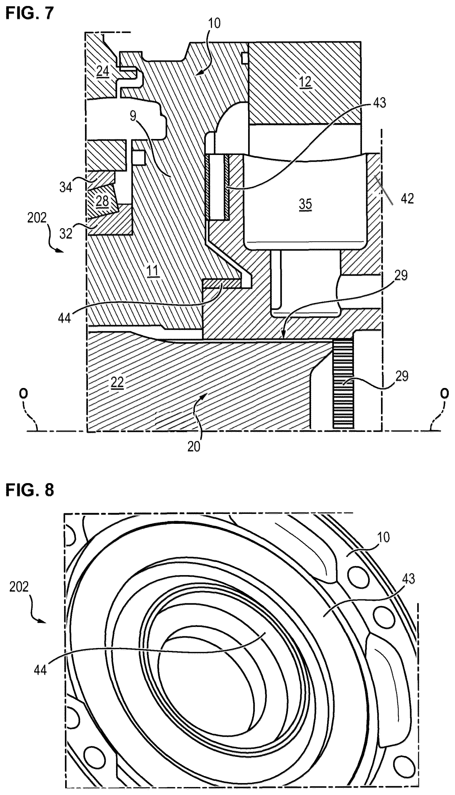 Patent US12320342 Figure 5 – Hydraulic machine comprising bearings for supporting the rotating component