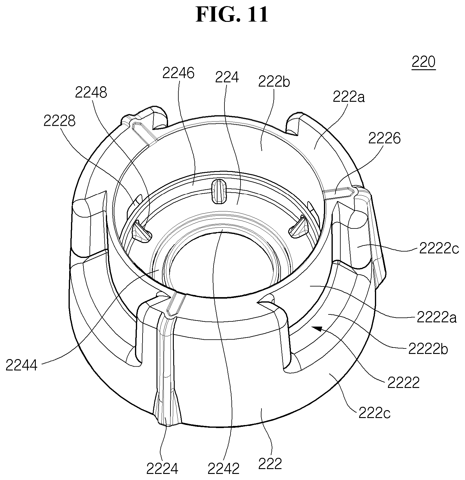 Patent US12320346 Figure 8 – Linear compressor intake muffler arrangement with communication hole