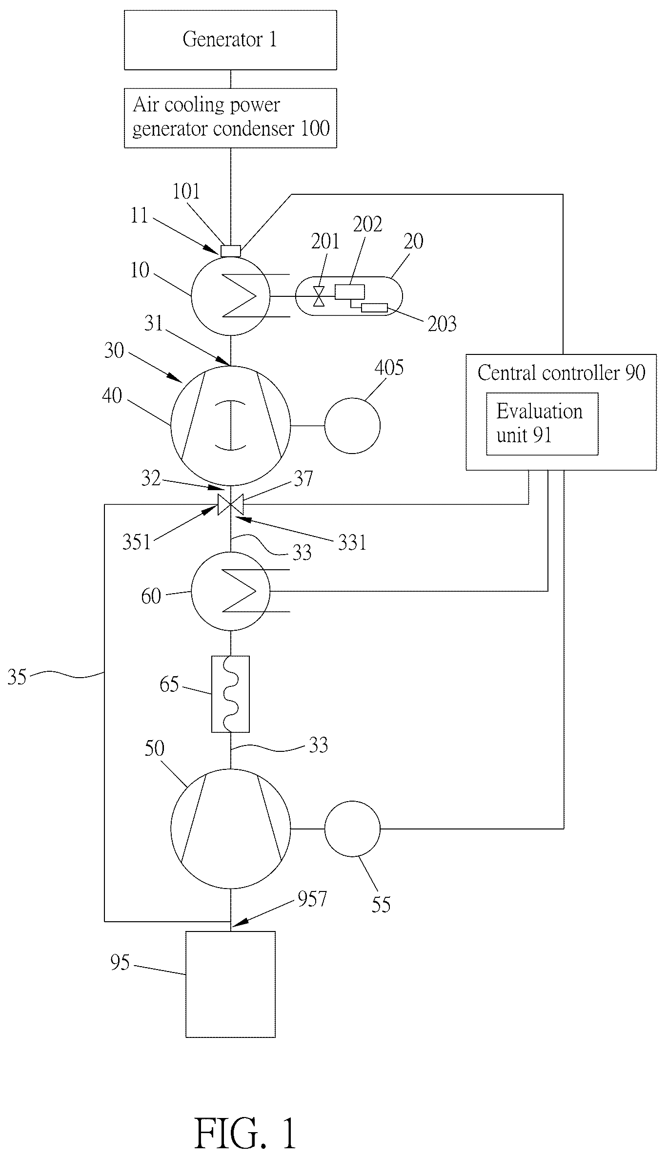 Patent US12320353 Figure 1 – Vacuum system having condenser and root vacuum pump set