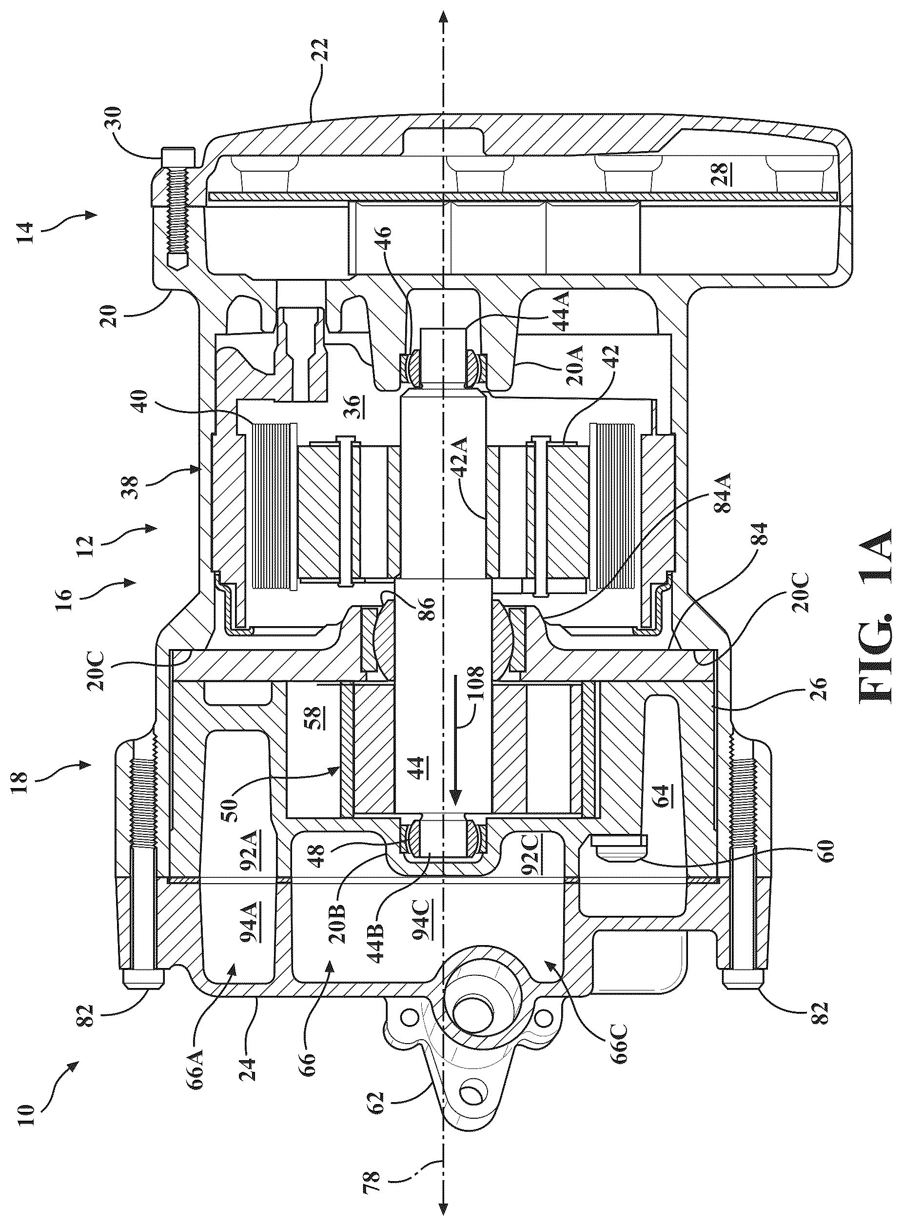 Patent US12320354 Figure 1 – Compression device having integrated discharge chamber(s) and compressor with compression device having integrated discharge chamber(s)