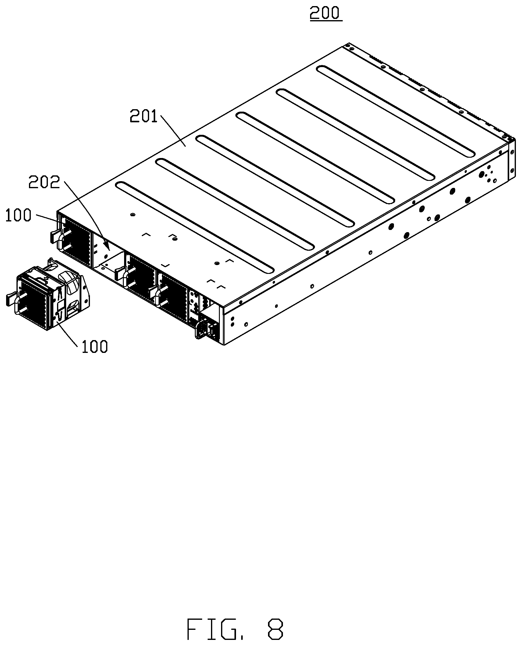 Patent US12320362 Figure 8 – Fan module and electronic device