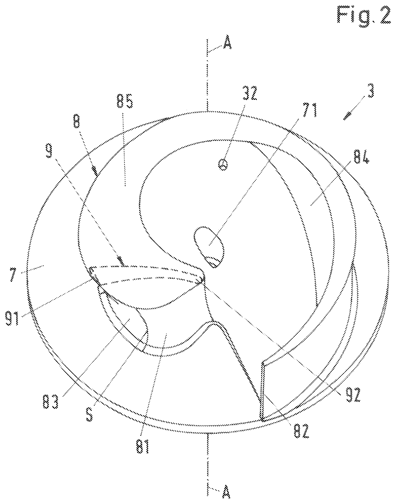 Patent US12320364 Figure 2 – Pump for conveying wastewater and impeller for such a pump