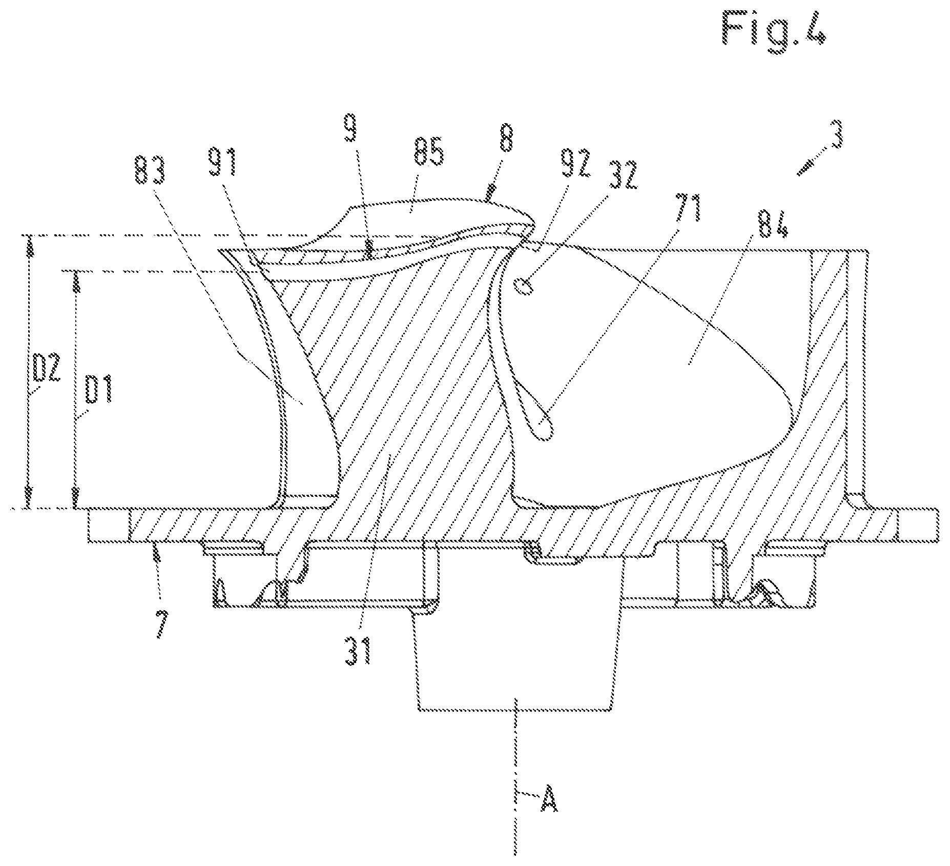 Patent US12320364 Figure 4 – Pump for conveying wastewater and impeller for such a pump