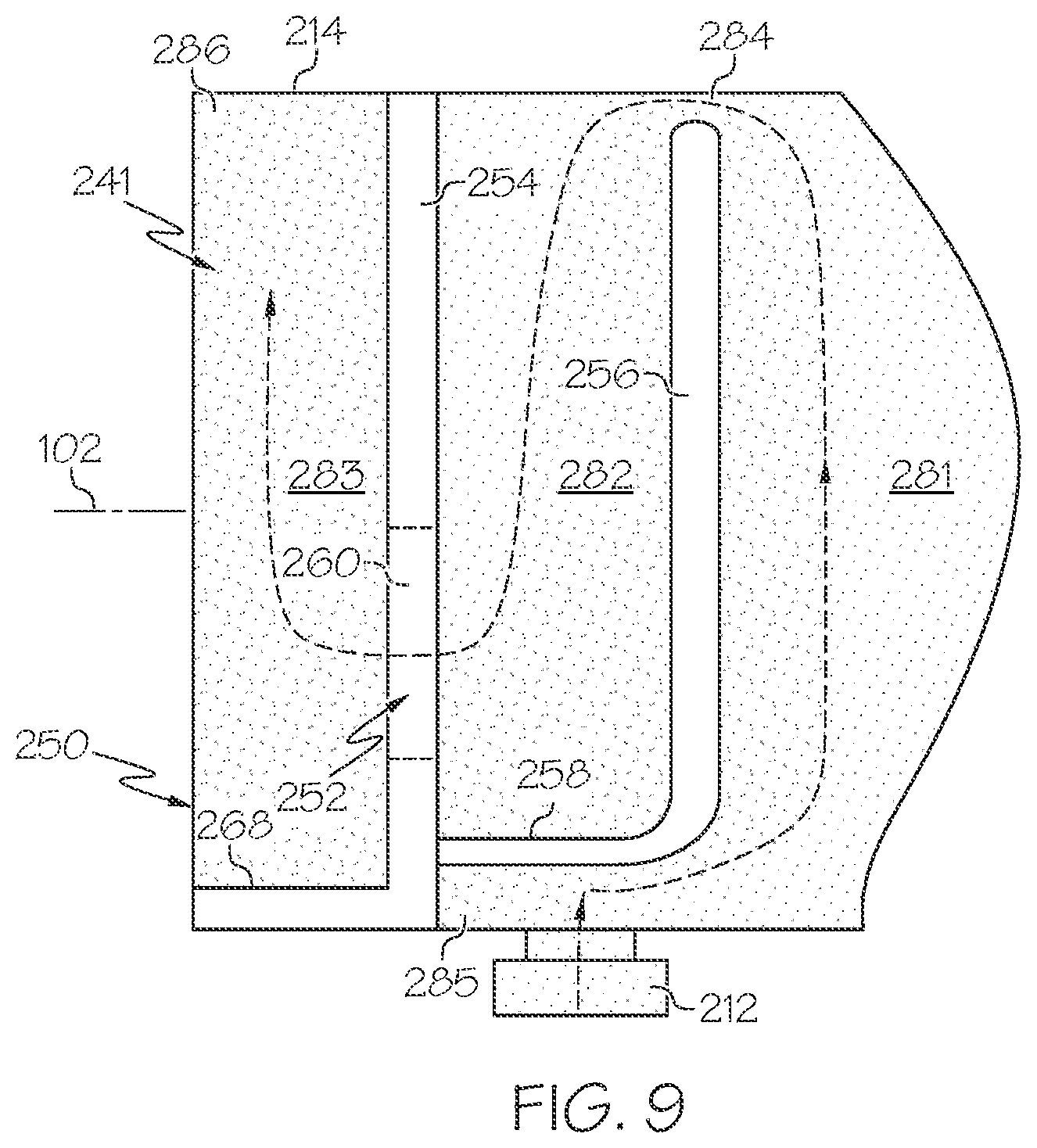 Patent US12320367 Figure 9 – Turbomachine with coolant jacket and turbulator insert member