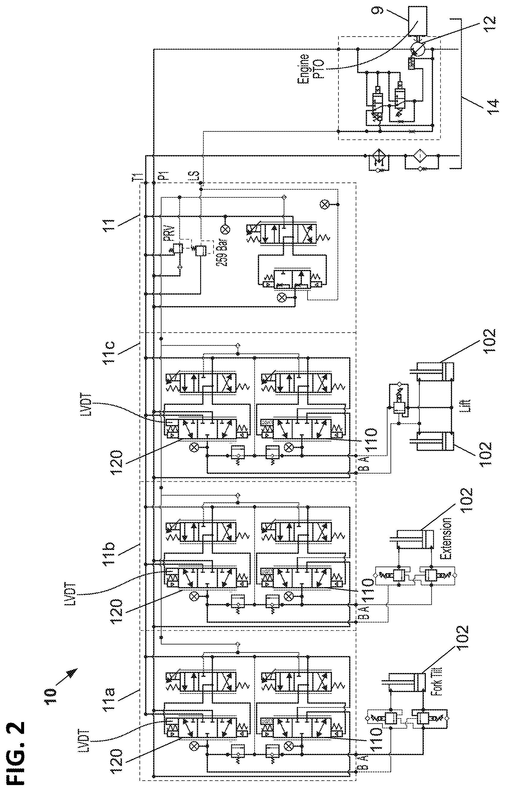 Patent US12320368 Figure 2 – Ride control for work machines