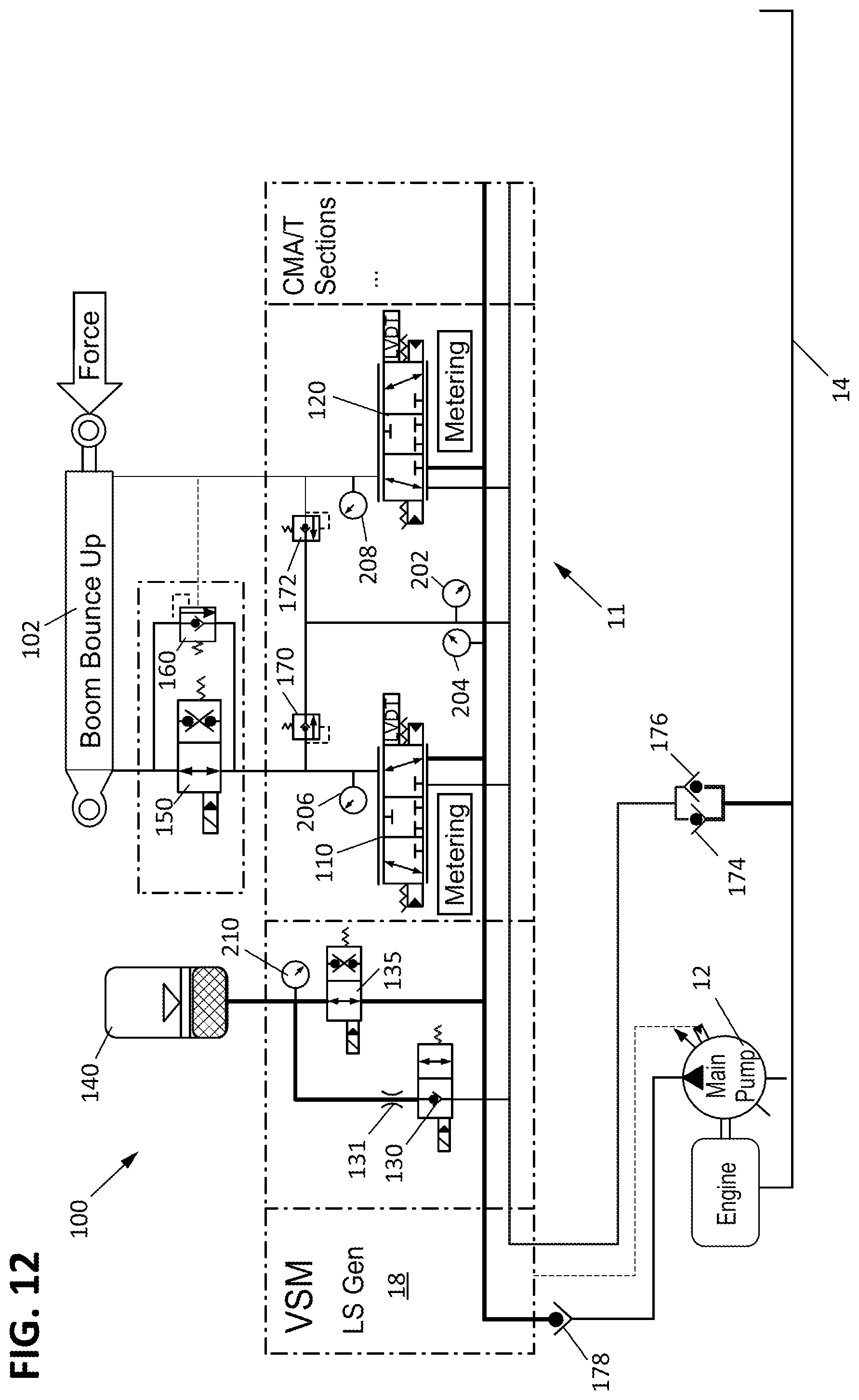 Patent US12320368 Figure 12 – Ride control for work machines