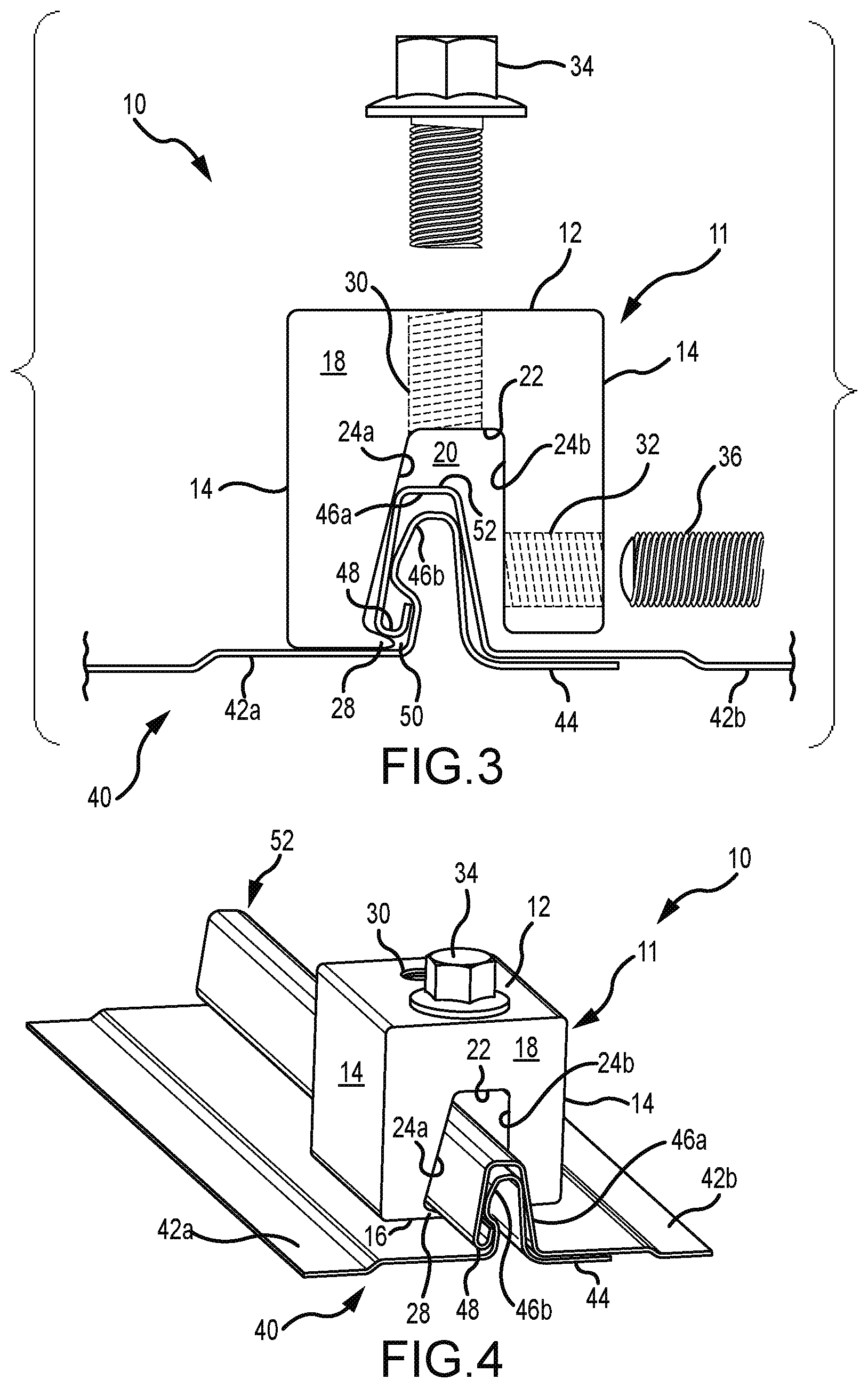 Patent US12320375 Figure 2 – Mounting device for nail strip panels