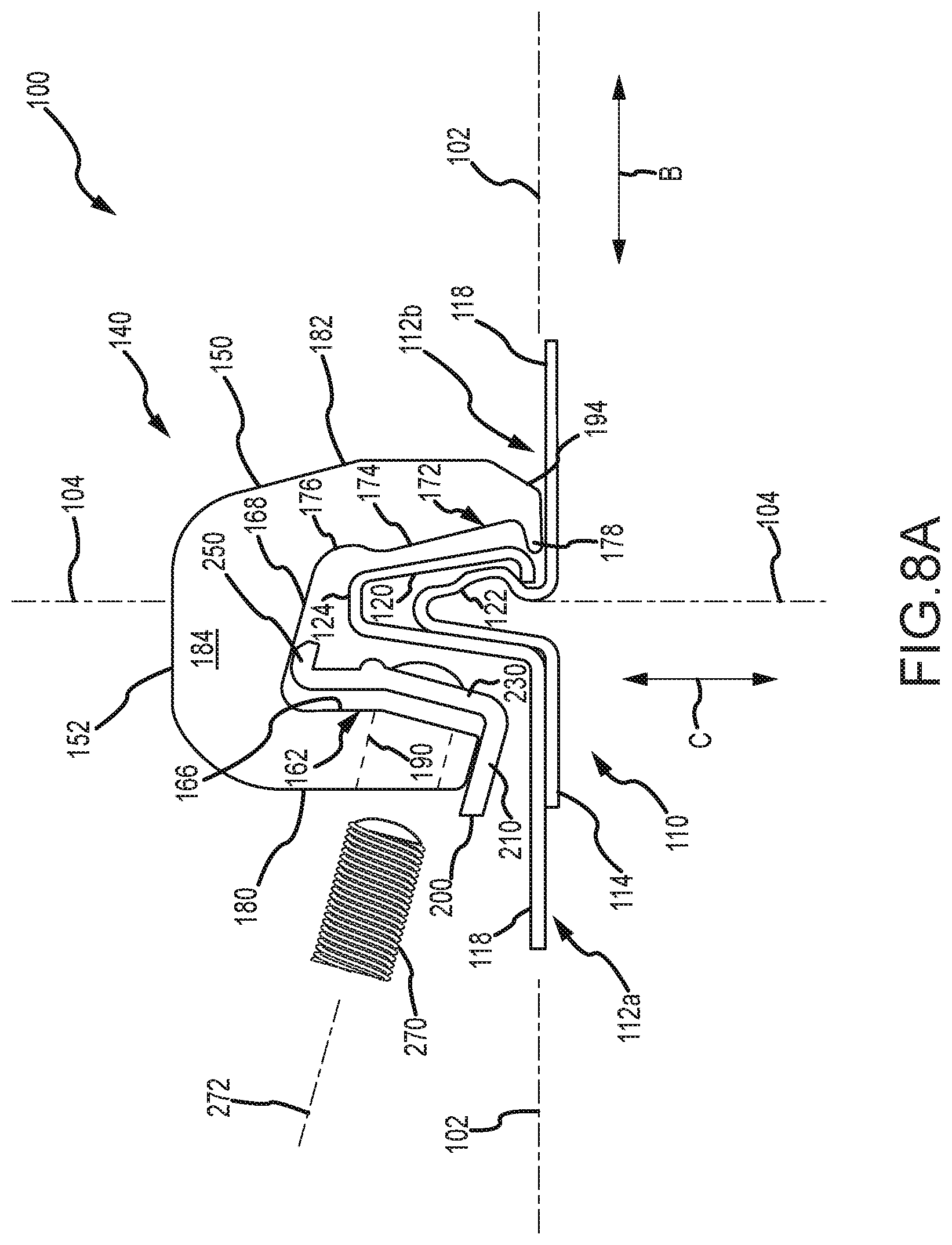 Patent US12320375 Figure 5 – Mounting device for nail strip panels