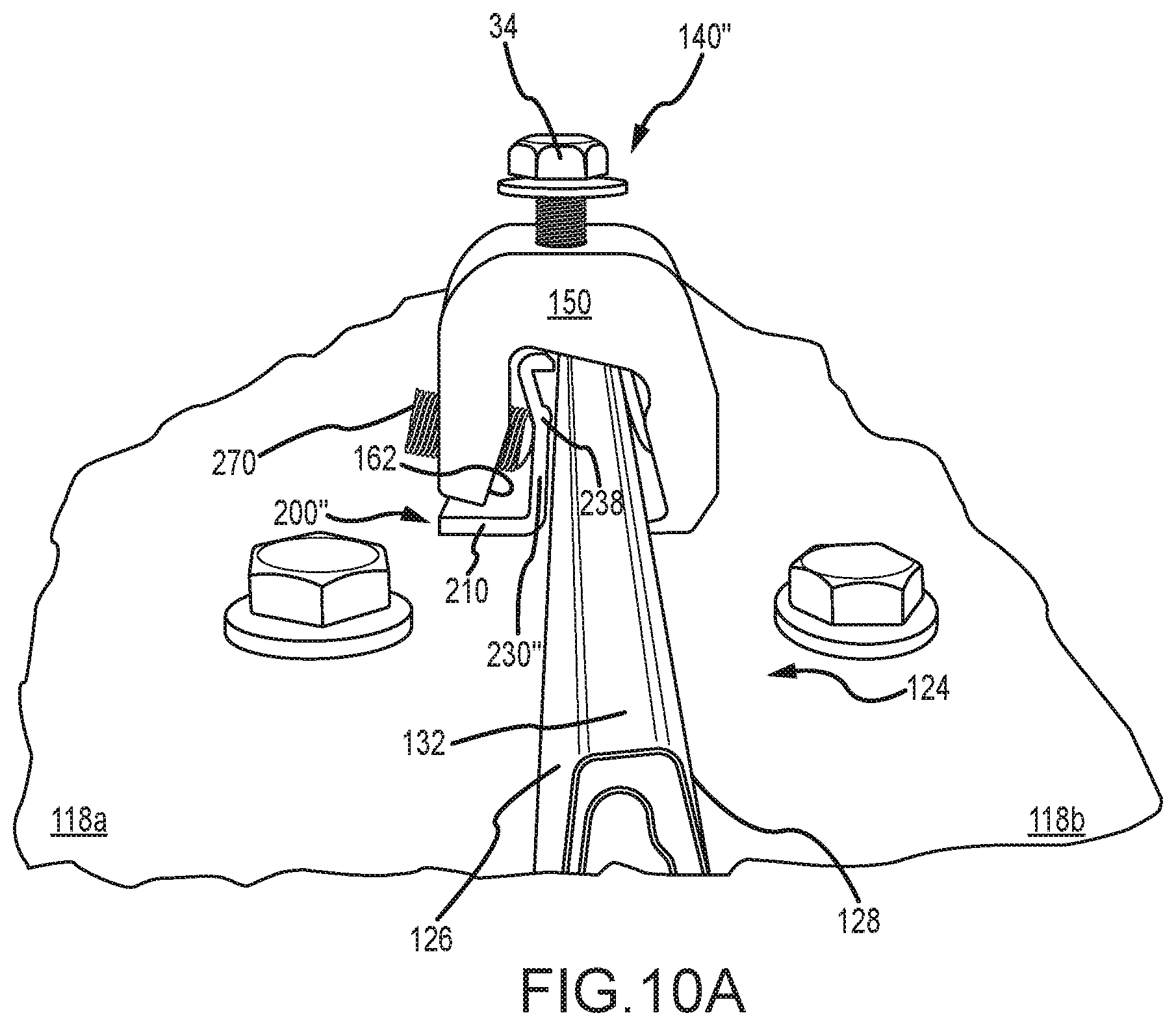 Patent US12320375 Figure 13 – Mounting device for nail strip panels