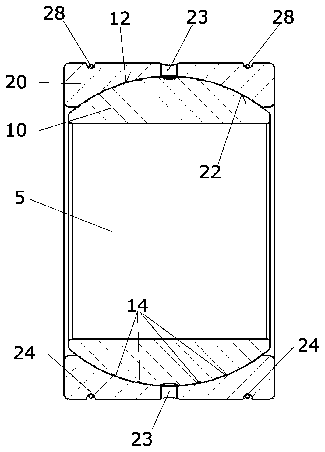 Patent US12320386 Figure 1 – Plain bearing