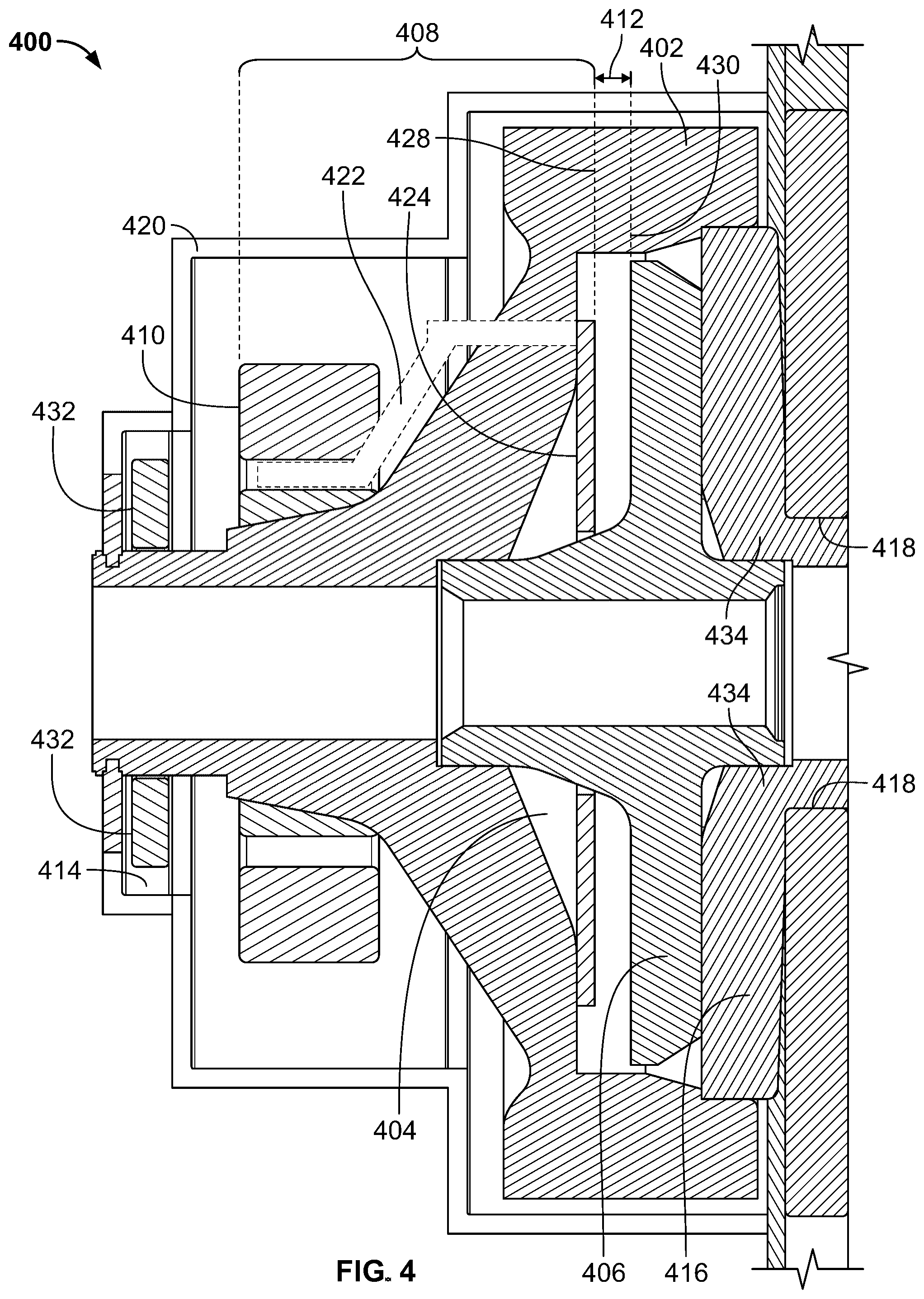 Patent US12320396 Figure 4 – Integrated disconnect for drive unit