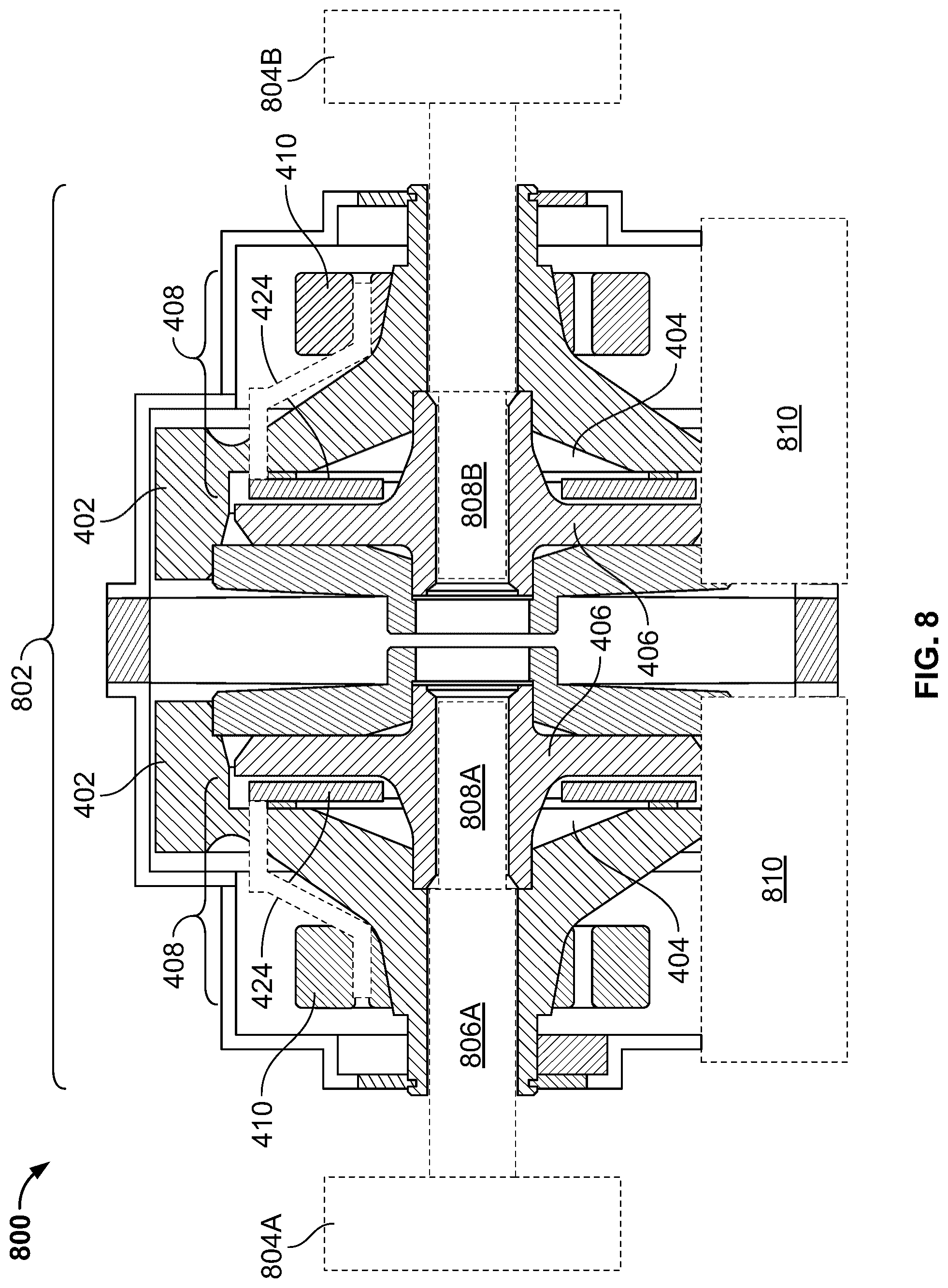 Patent US12320396 Figure 8 – Integrated disconnect for drive unit
