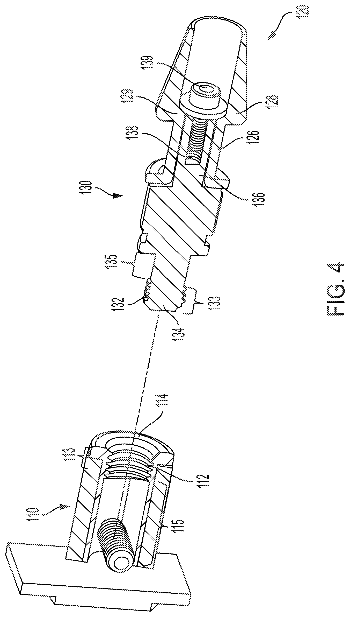 Patent US12320406 Figure 4 – Attachment mechanism between a base and a body secured or gripped object