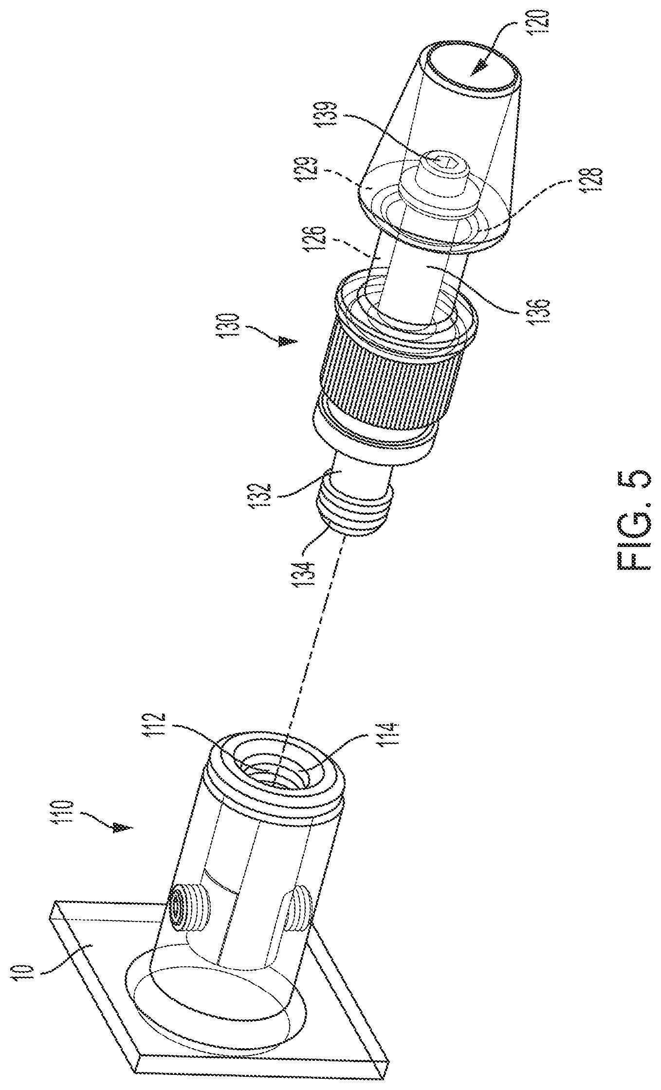 Patent US12320406 Figure 5 – Attachment mechanism between a base and a body secured or gripped object